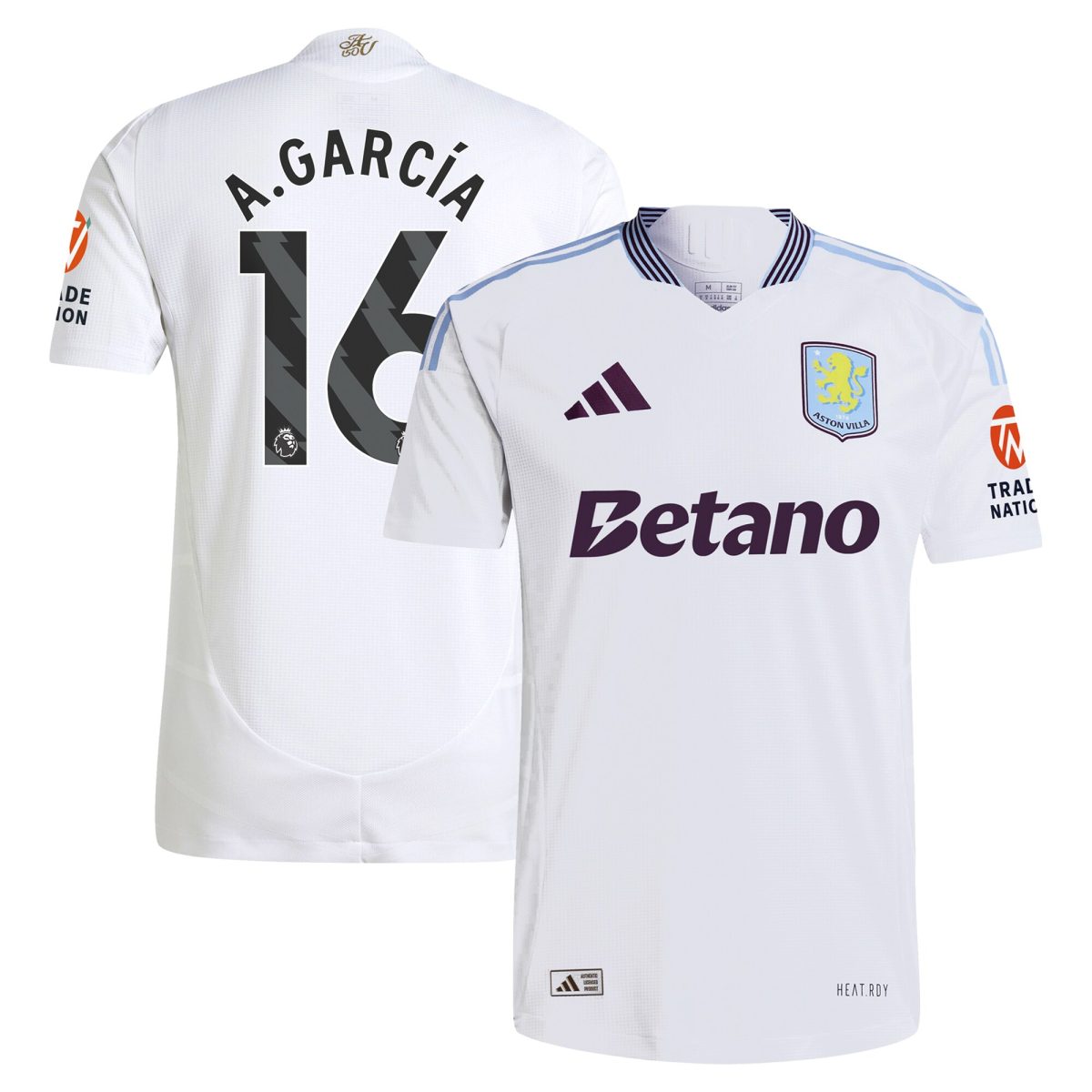 aston villa adidas away authentic shirt 2024-25 with a.garcía 16 printing Collection | Official Aston Villa FC Gear Online