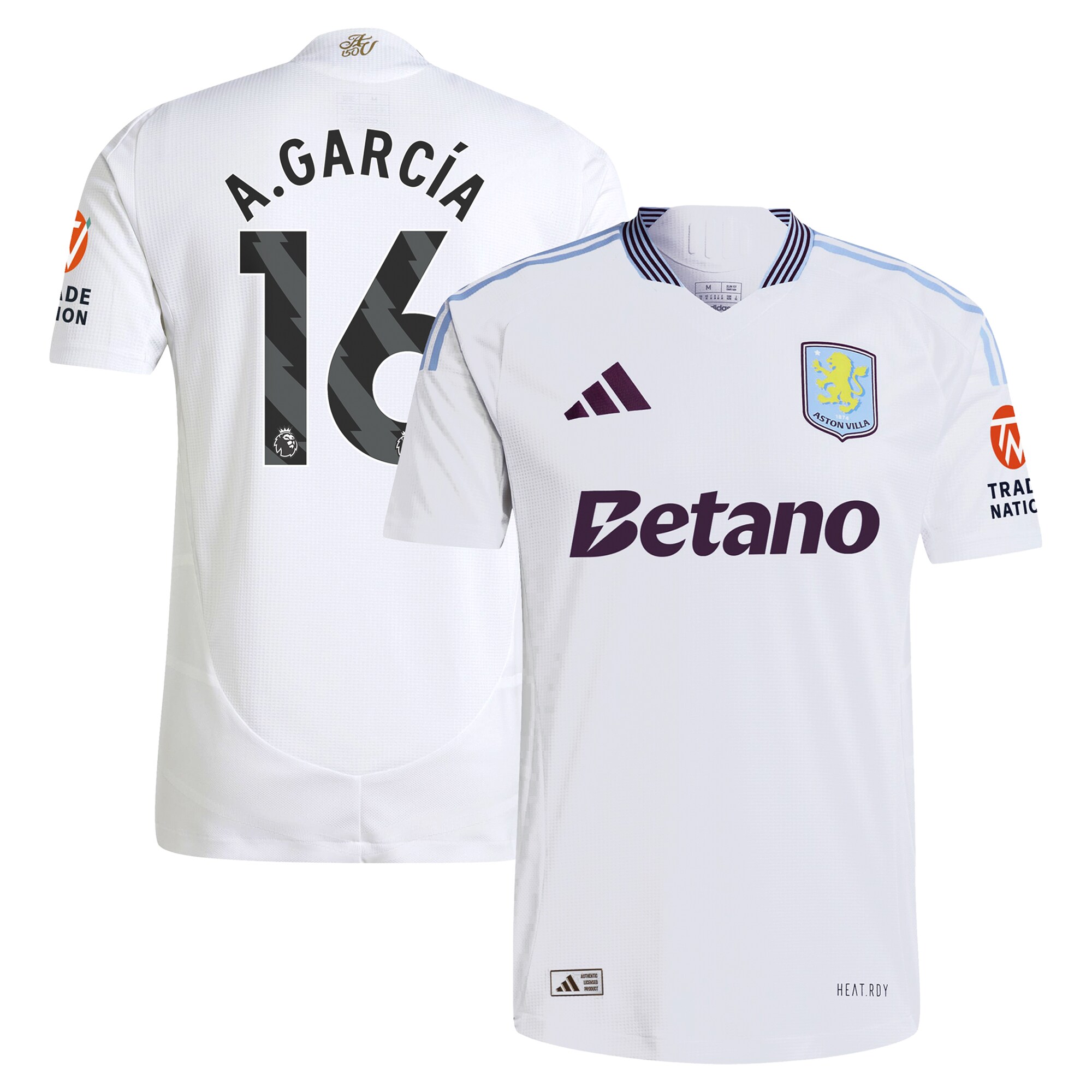 aston villa adidas away authentic shirt 2024-25 with a.garcía 16 printing Collection | Official Aston Villa FC Gear Online