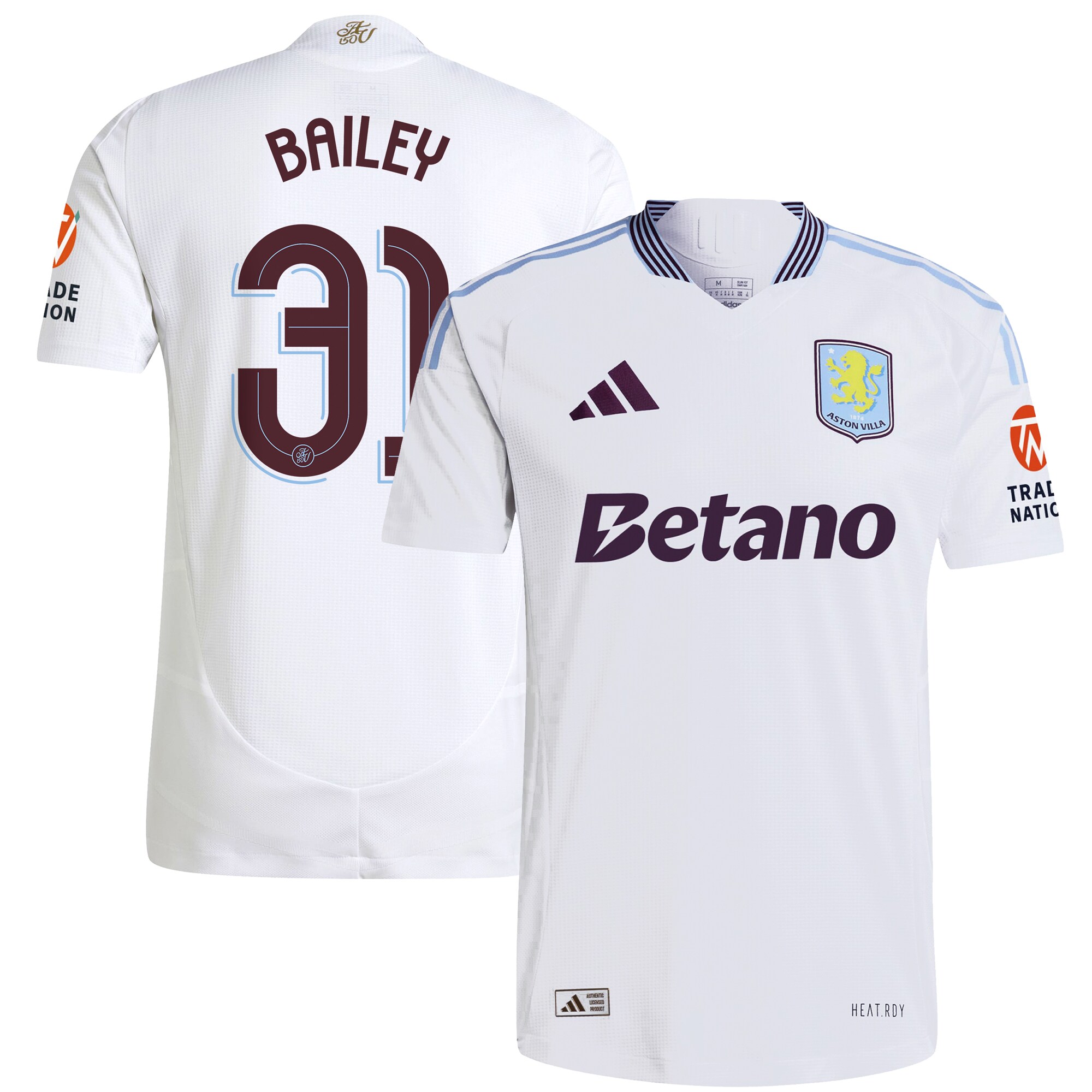 aston villa adidas away authentic shirt 2024-25 with bailey 31 cup printing Collection | Official Aston Villa FC Gear Online