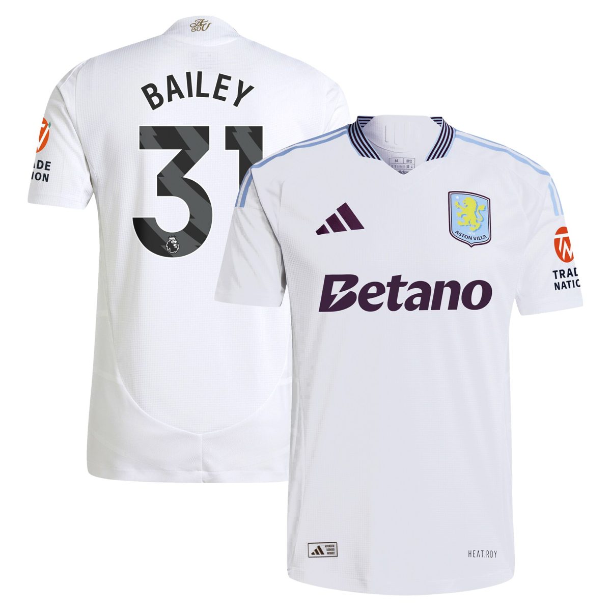 aston villa adidas away authentic shirt 2024-25 with bailey 31 printing Collection | Official Aston Villa FC Gear Online