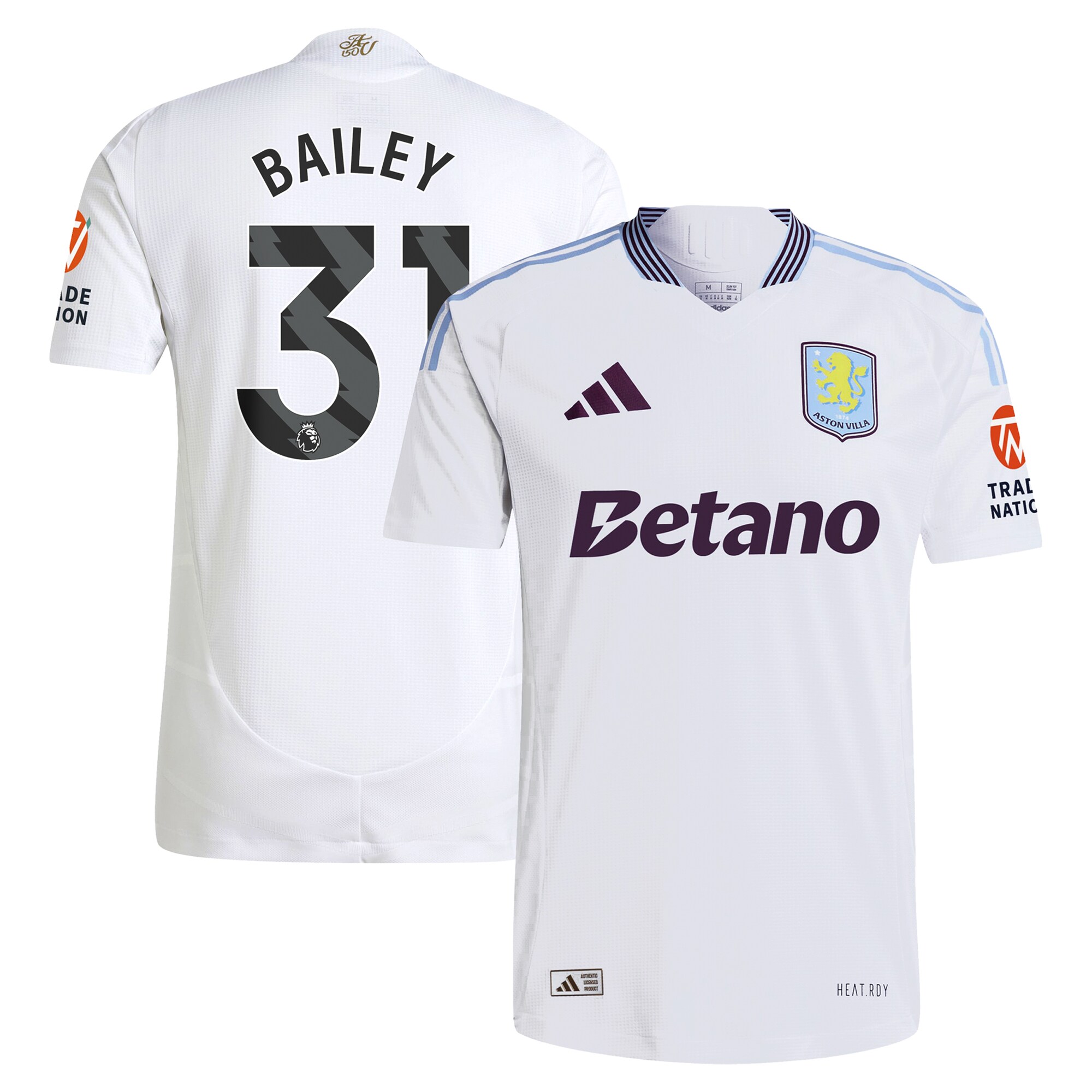 aston villa adidas away authentic shirt 2024-25 with bailey 31 printing Collection | Official Aston Villa FC Gear Online