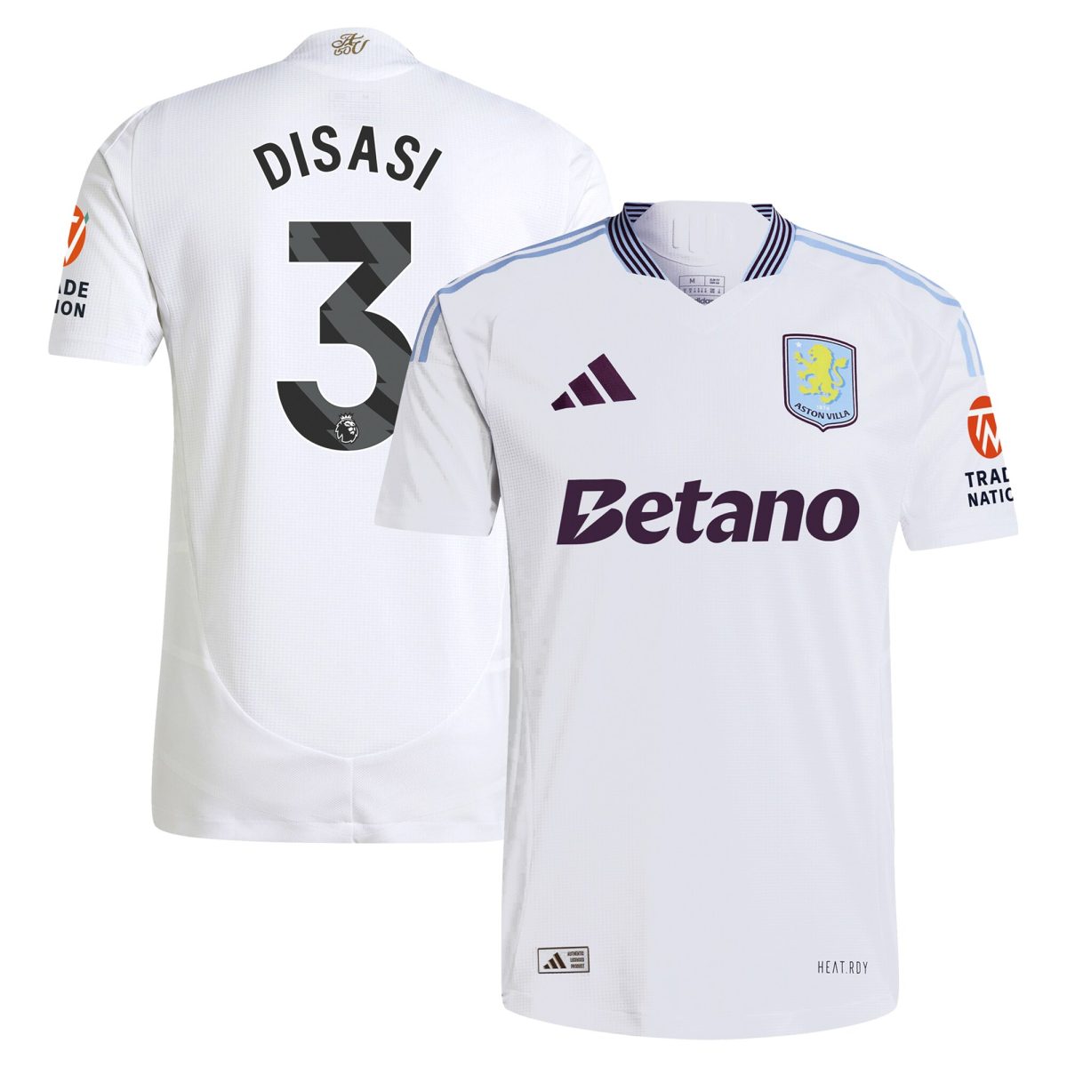aston villa adidas away authentic shirt 2024-25 with disasi 3 printing Collection | Official Aston Villa FC Gear Online
