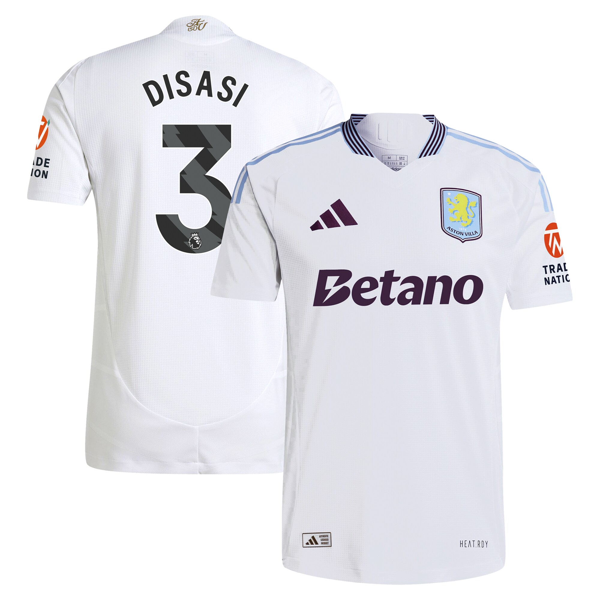 aston villa adidas away authentic shirt 2024-25 with disasi 3 printing Collection | Official Aston Villa FC Gear Online
