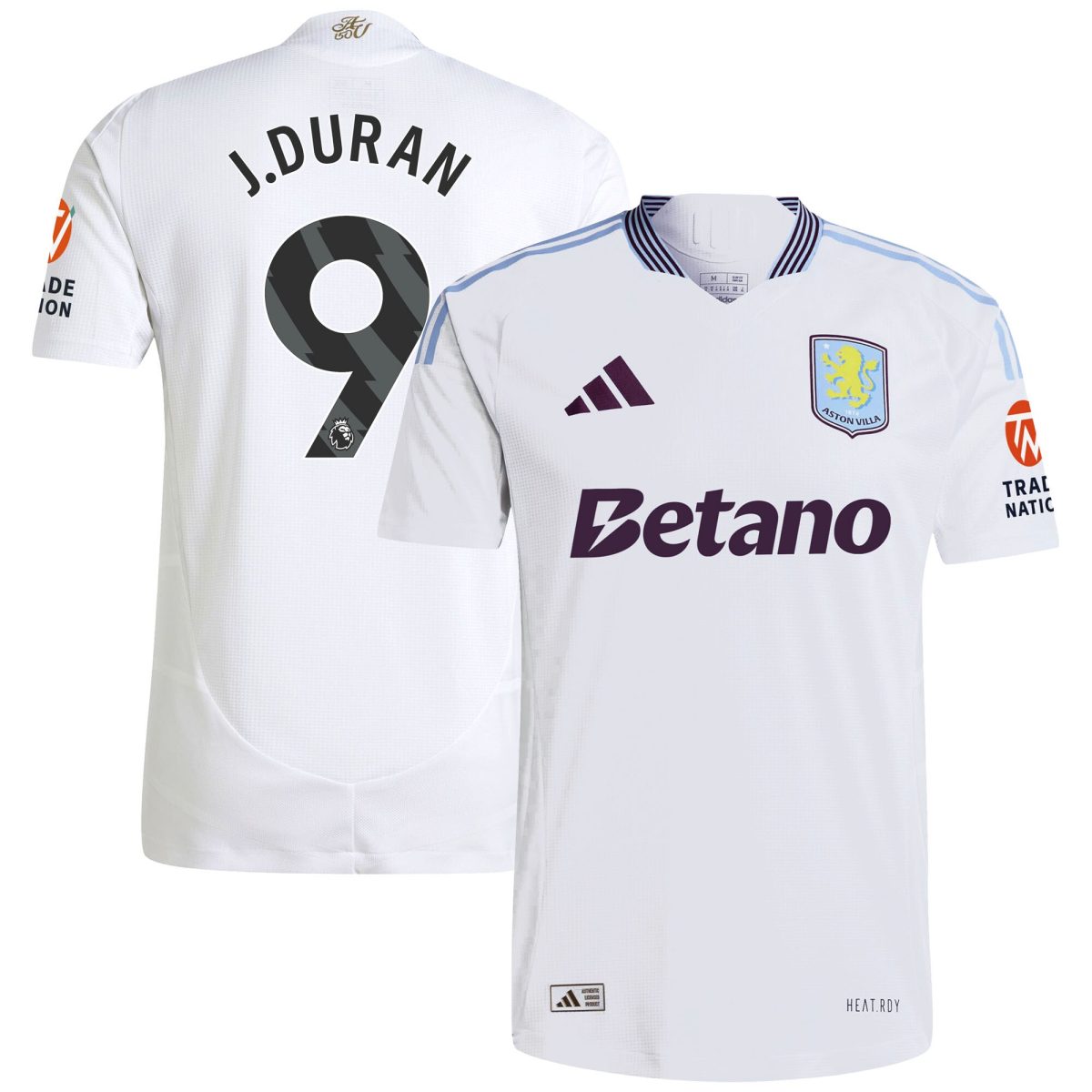 aston villa adidas away authentic shirt 2024-25 with j.duran 9 printing Collection | Official Aston Villa FC Gear Online