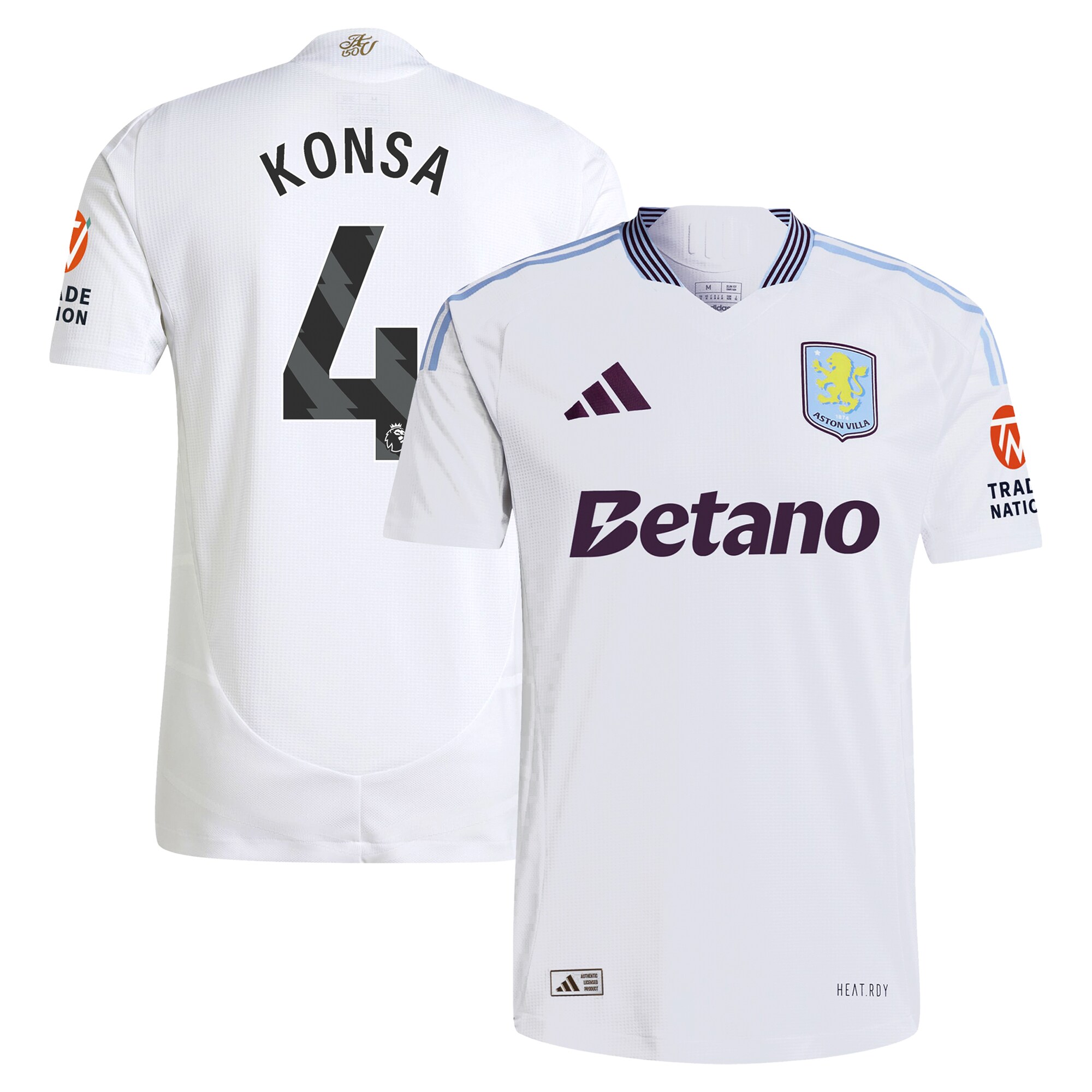 aston villa adidas away authentic shirt 2024-25 with konsa 4 printing Collection | Official Aston Villa FC Gear Online