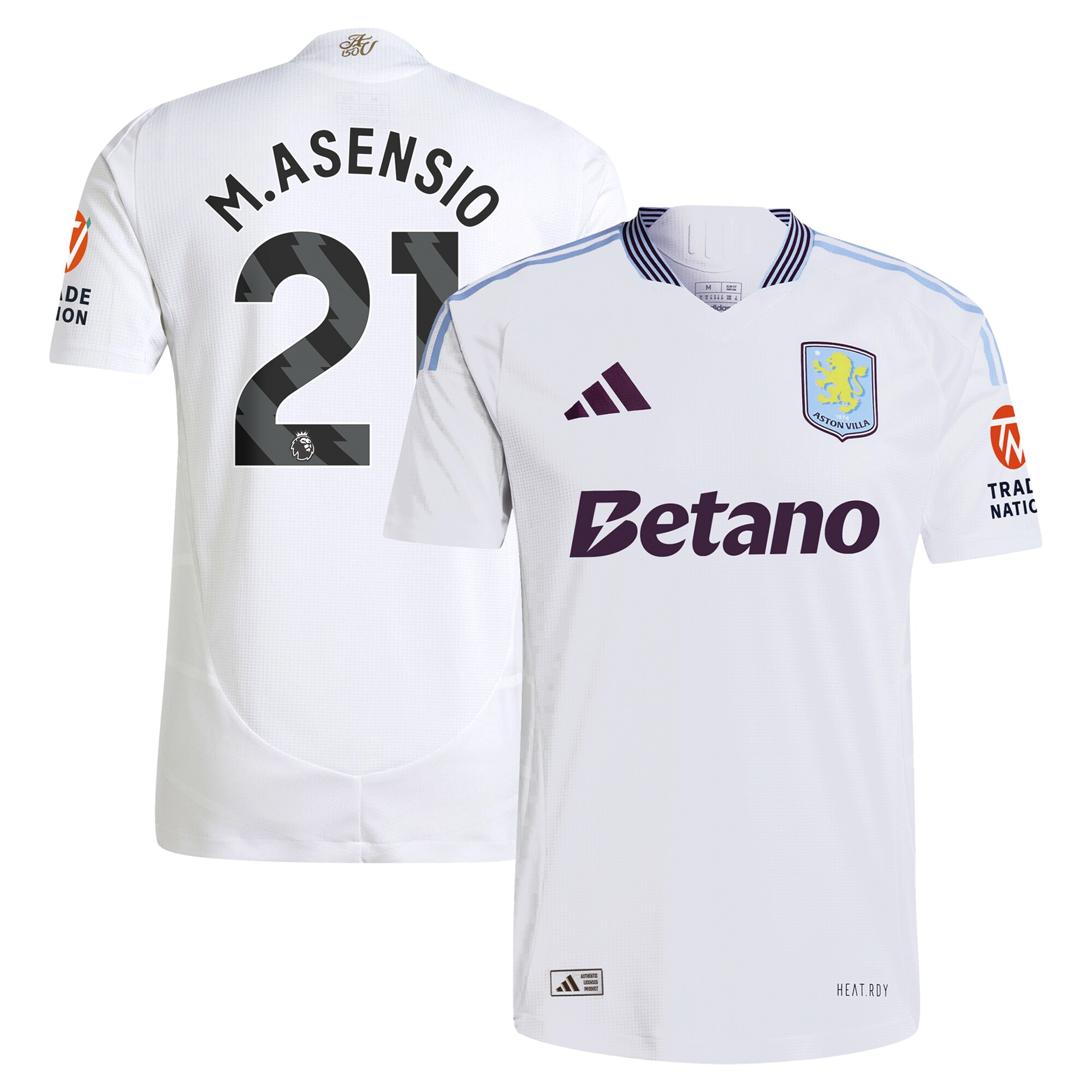 aston villa adidas away authentic shirt 2024-25 with m.asensio 21 printing Collection | Official Aston Villa FC Gear Online