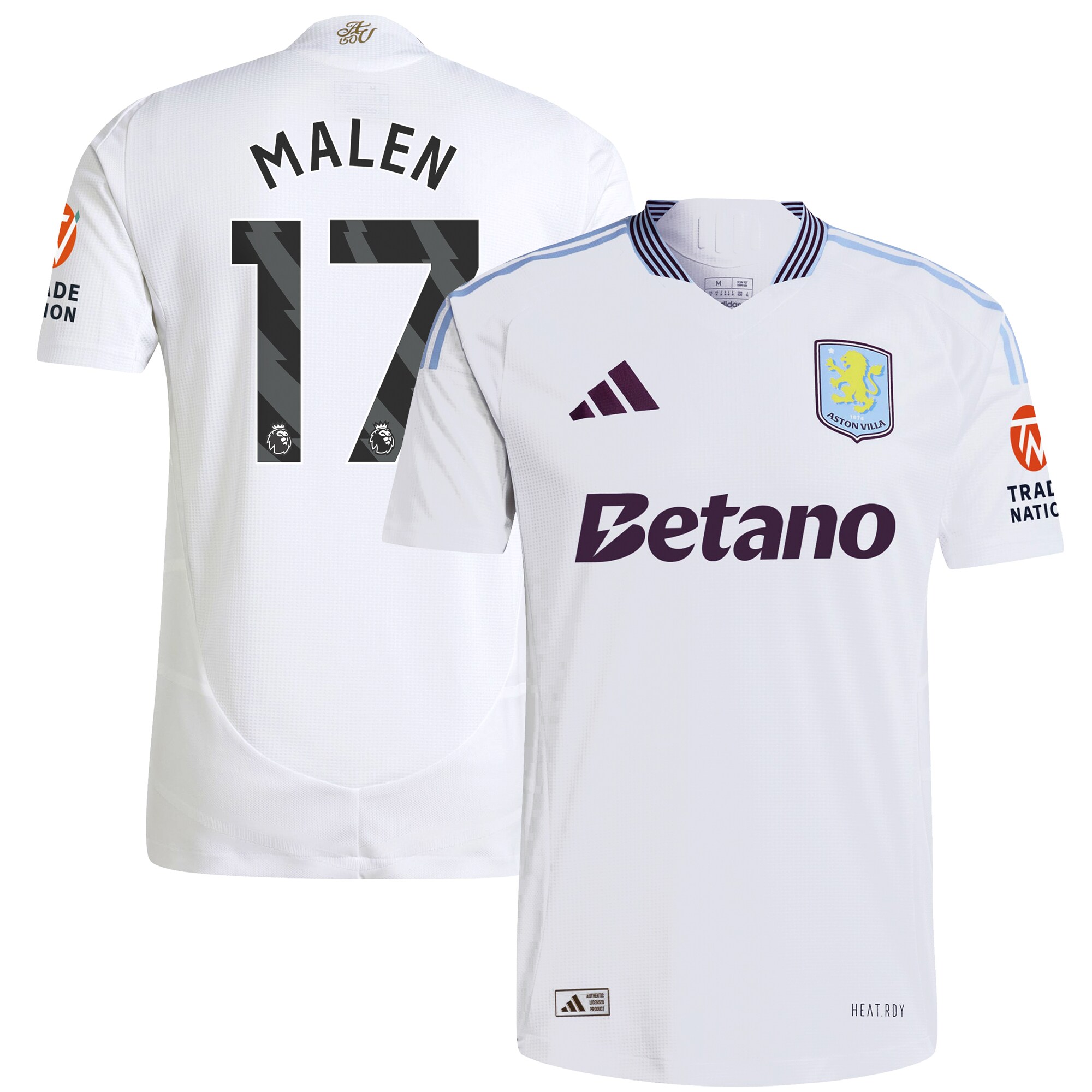 aston villa adidas away authentic shirt 2024-25 with malen 17 printing Collection | Official Aston Villa FC Gear Online