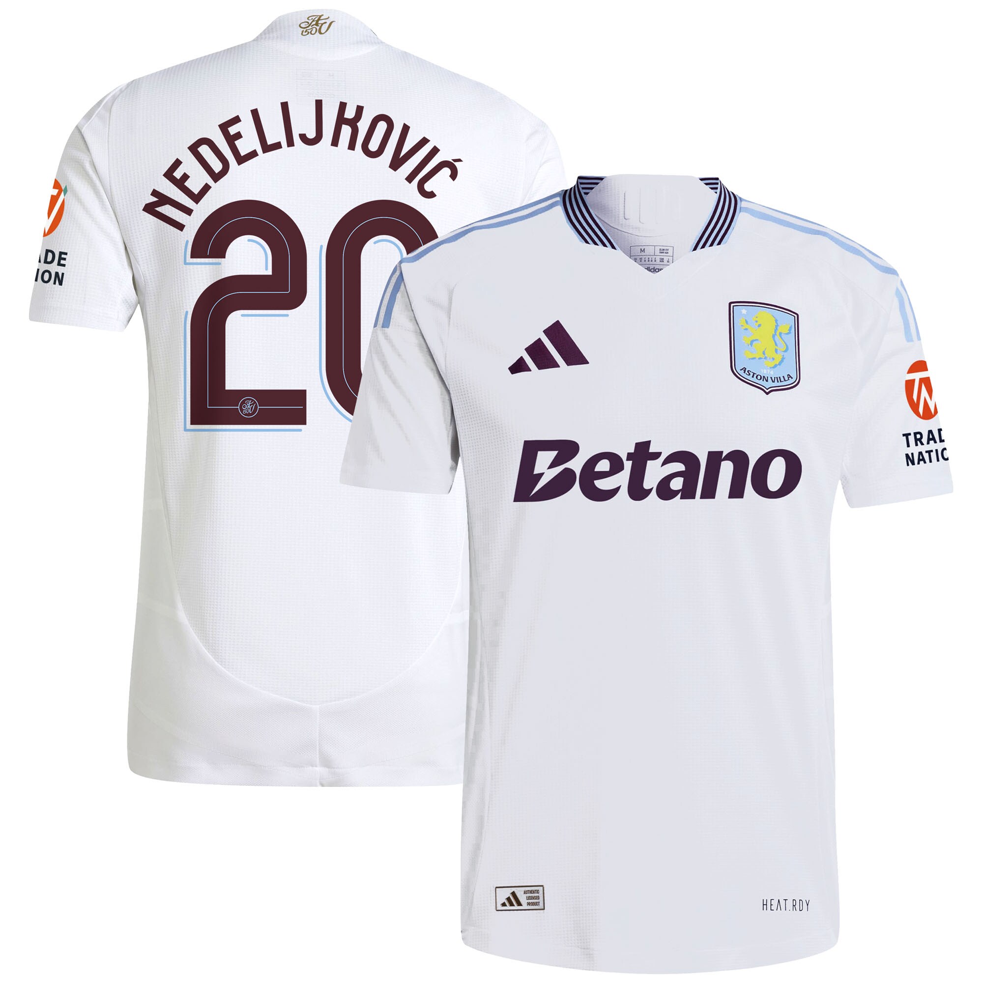 aston villa adidas away authentic shirt 2024-25 with nedeljković 20 cup printing Collection | Official Aston Villa FC Gear Online