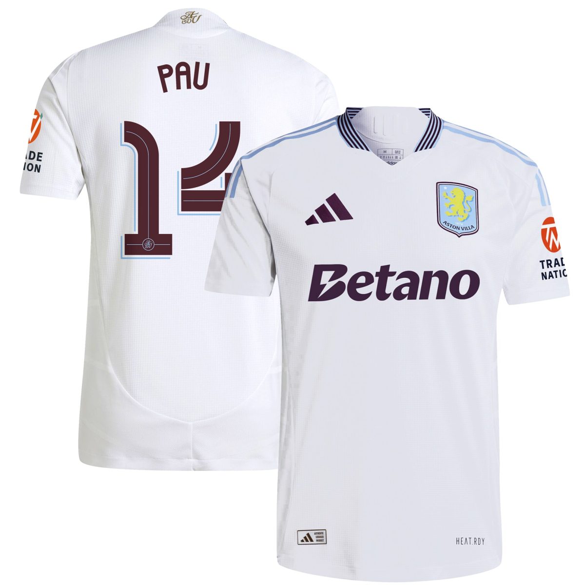 aston villa adidas away authentic shirt 2024-25 with pau 14 cup printing Collection | Official Aston Villa FC Gear Online