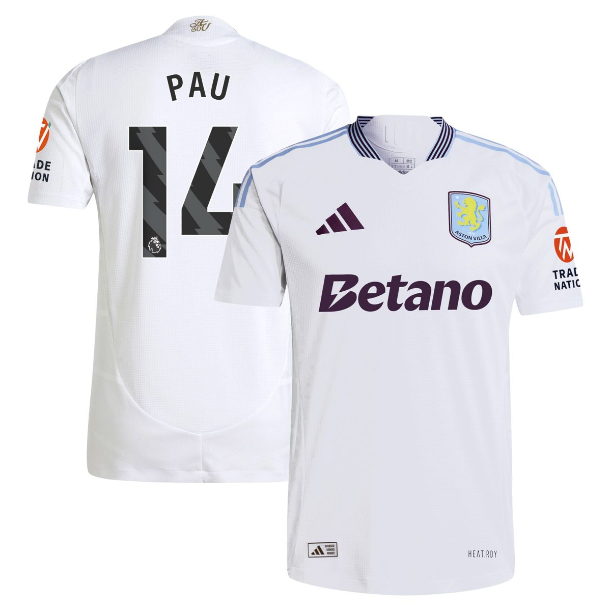 aston villa adidas away authentic shirt 2024-25 with pau 14 printing Collection | Official Aston Villa FC Gear Online