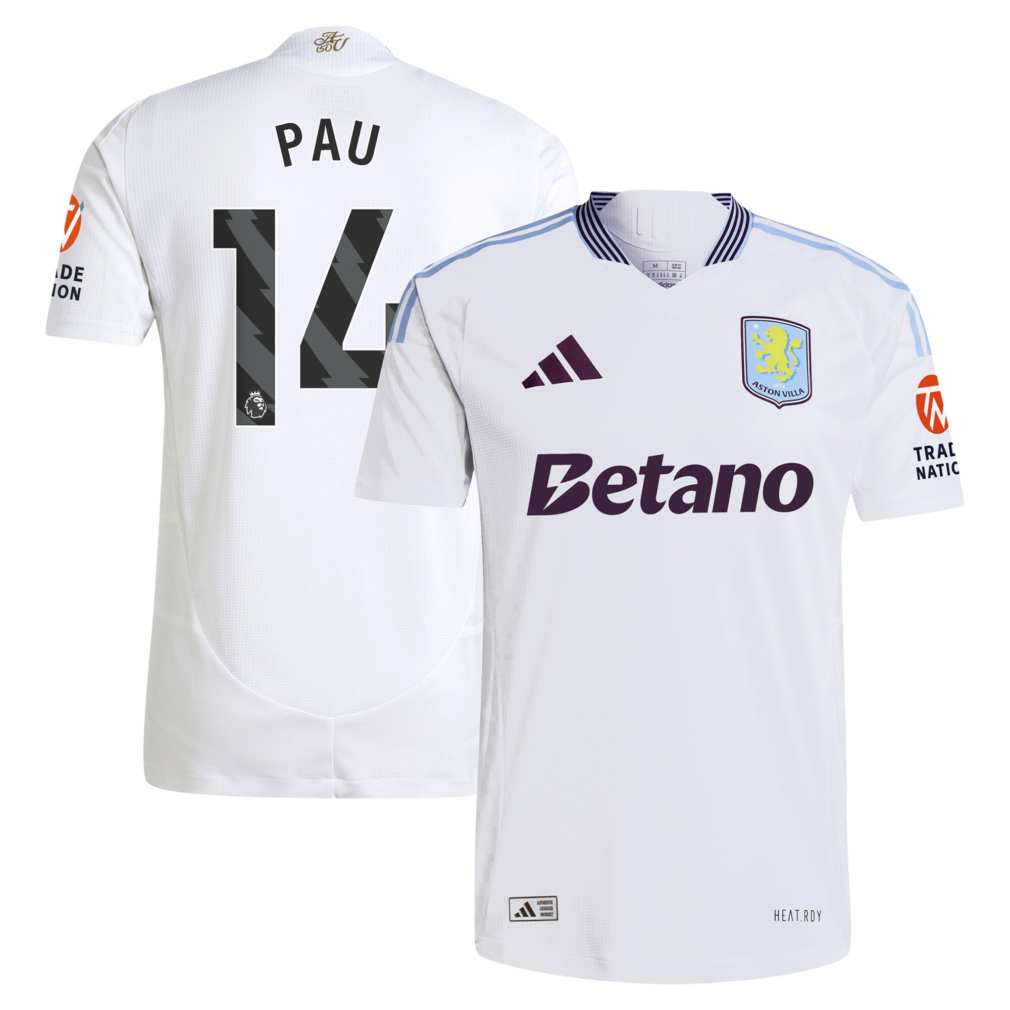 aston villa adidas away authentic shirt 2024-25 with pau 14 printing Collection | Official Aston Villa FC Gear Online