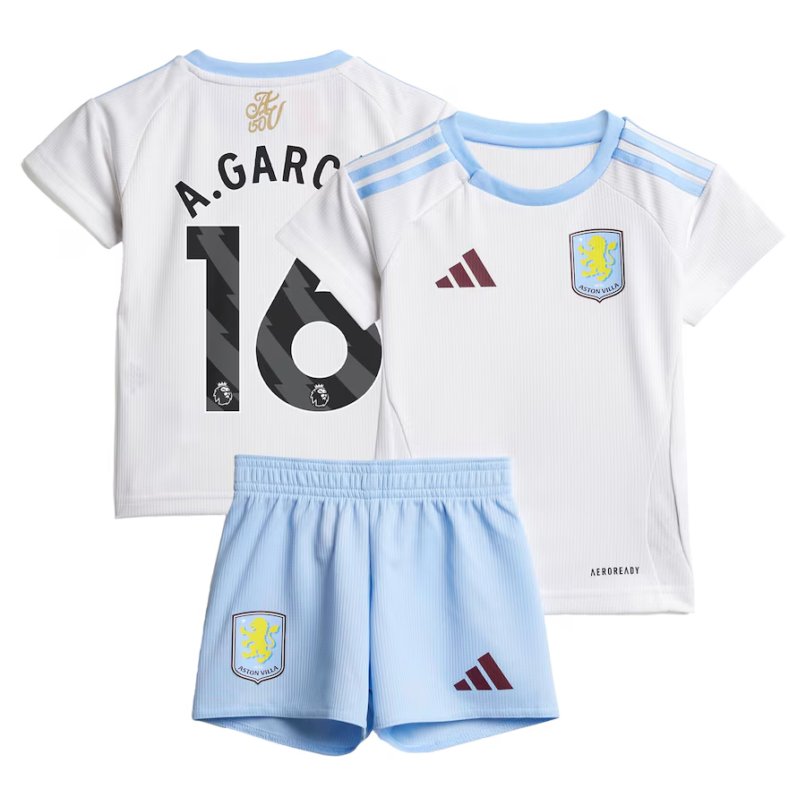 aston villa adidas away baby kit 2024-25 with a.garcía 16 printing Collection | Official Aston Villa FC Gear Online