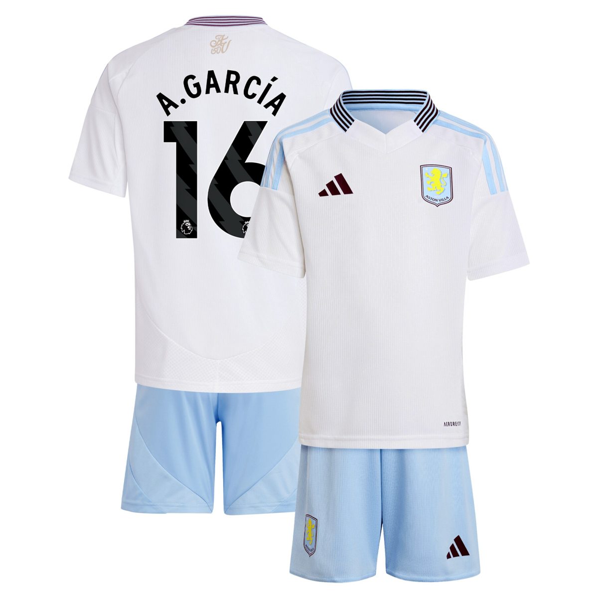 aston villa adidas away mini kit 2024-25 with a.garcía 16 printing Collection | Official Aston Villa FC Gear Online