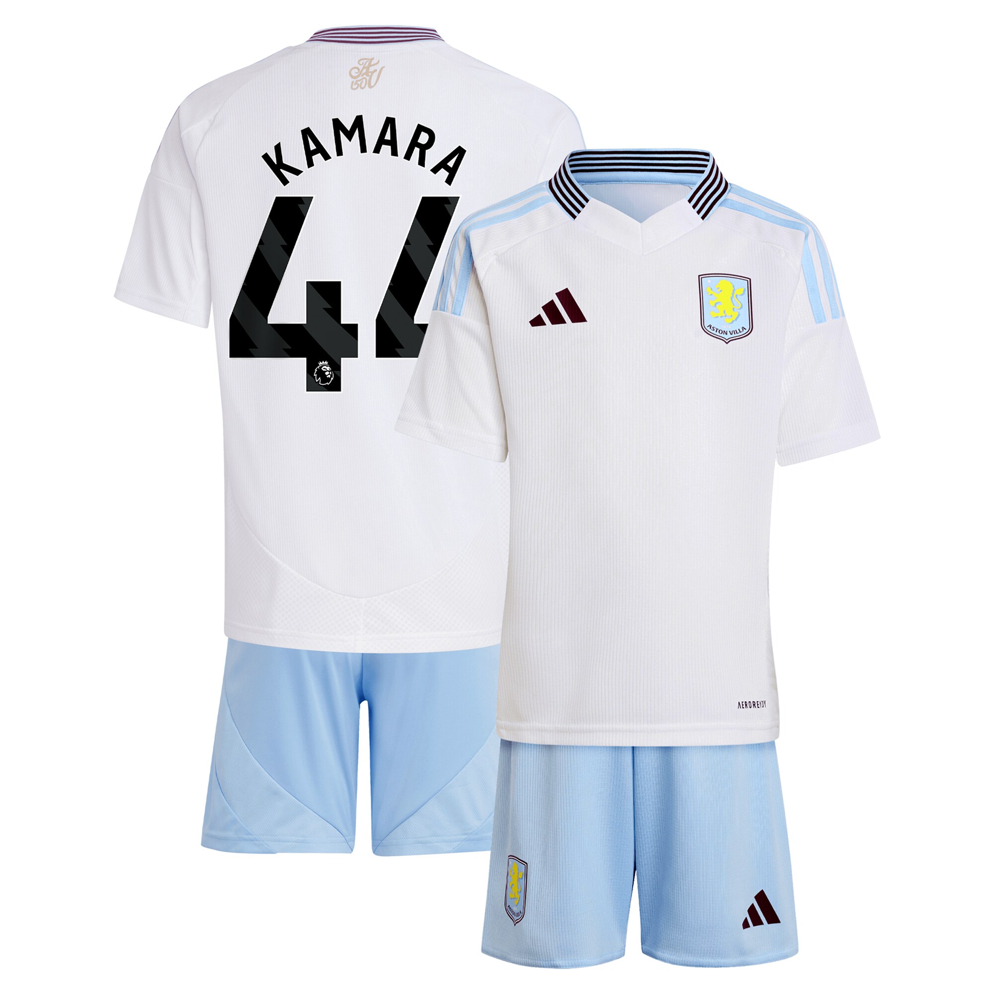 aston villa adidas away mini kit 2024-25 with kamara 44 printing Collection | Official Aston Villa FC Gear Online