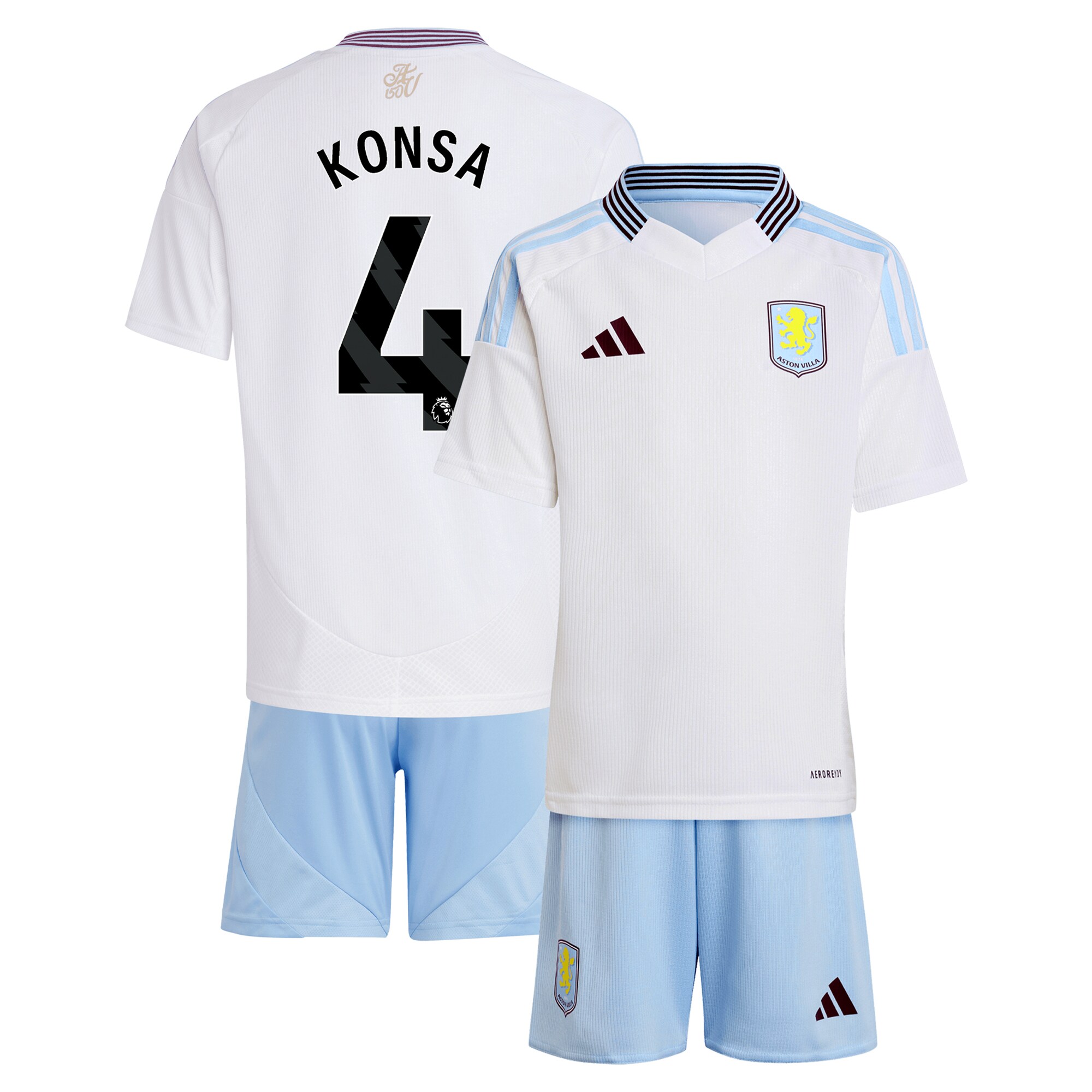 aston villa adidas away mini kit 2024-25 with konsa 4 printing Collection | Official Aston Villa FC Gear Online