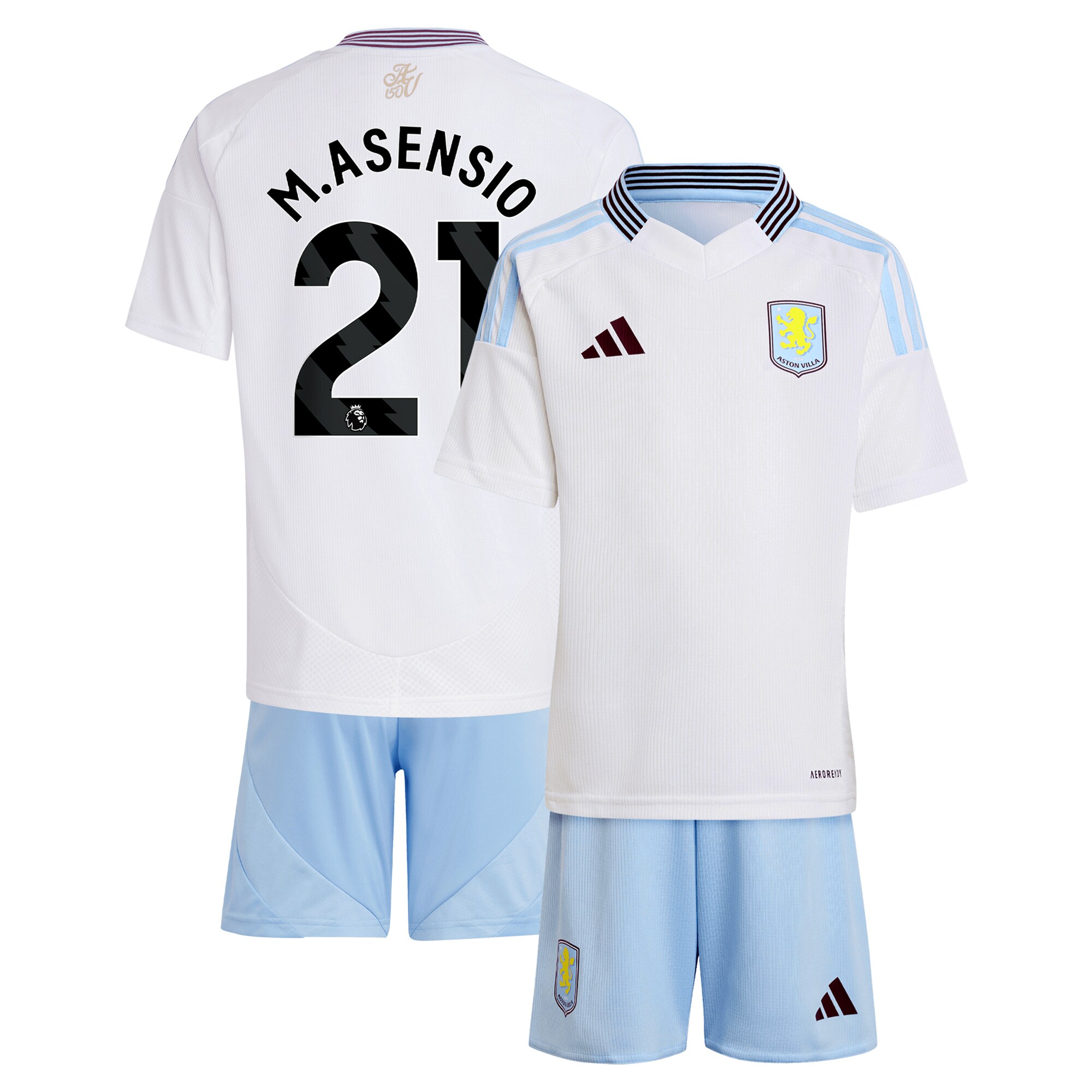 aston villa adidas away mini kit 2024-25 with m.asensio 21 printing Collection | Official Aston Villa FC Gear Online