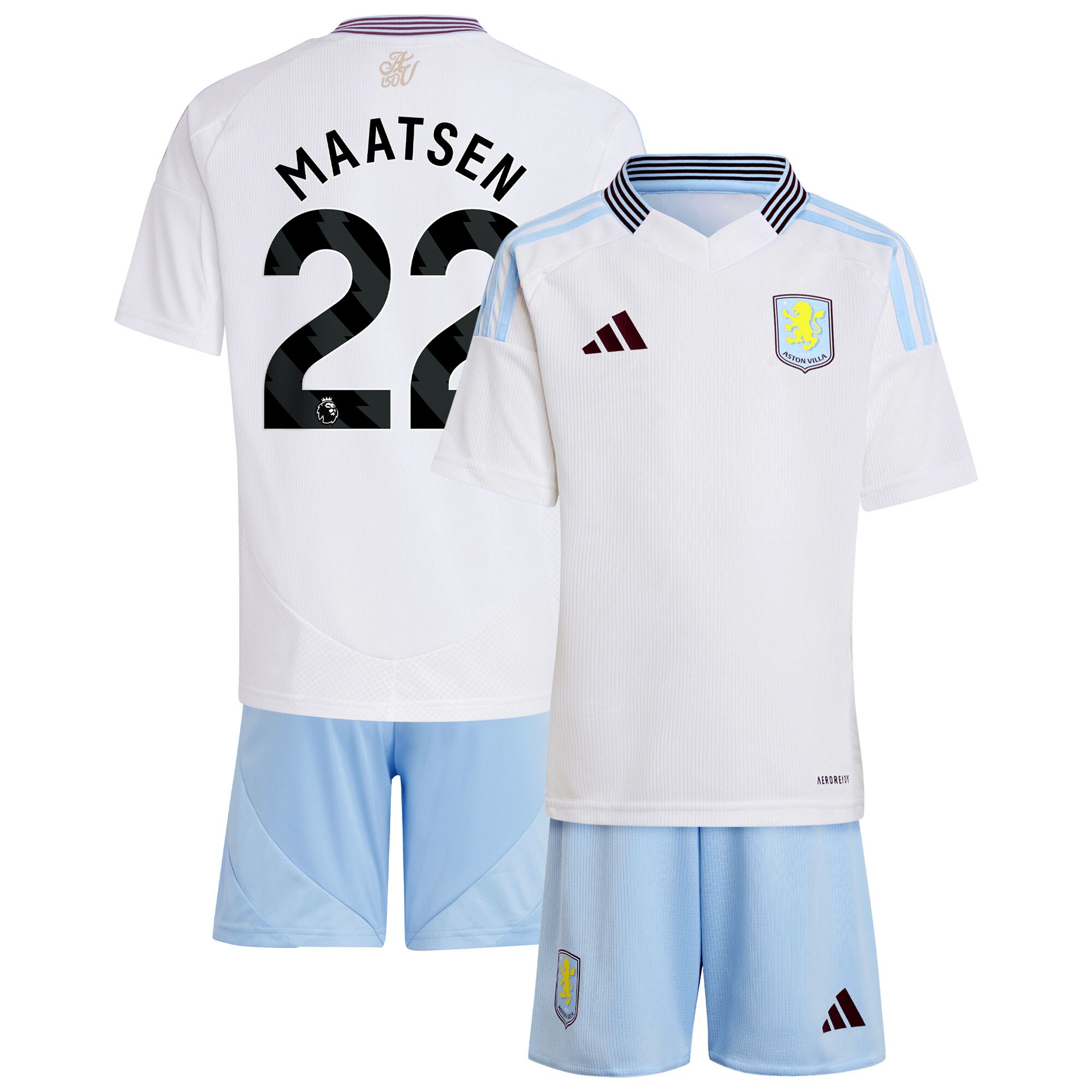 aston villa adidas away mini kit 2024-25 with maatsen 22 printing Collection | Official Aston Villa FC Gear Online