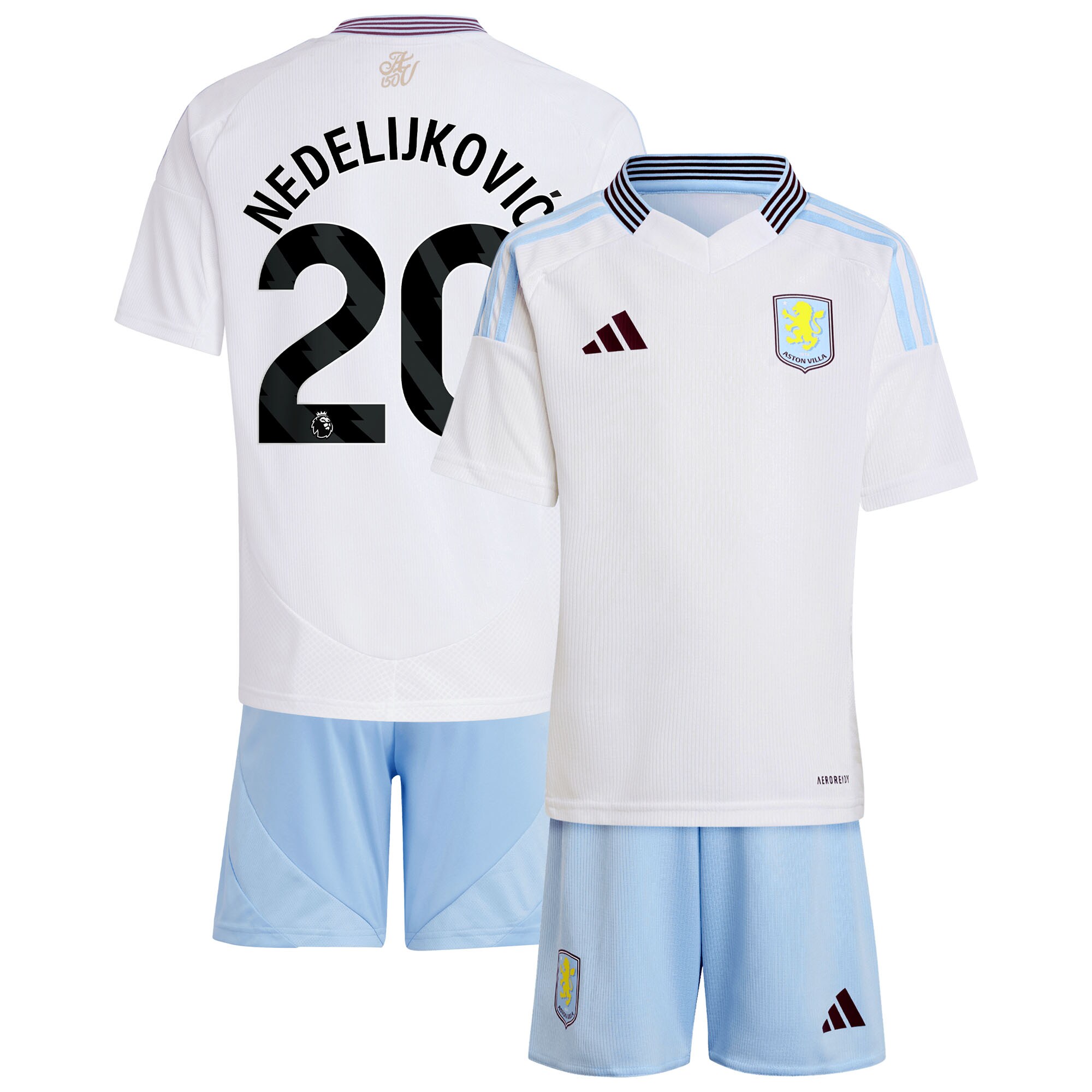 aston villa adidas away mini kit 2024-25 with nedeljković 20 printing Collection | Official Aston Villa FC Gear Online