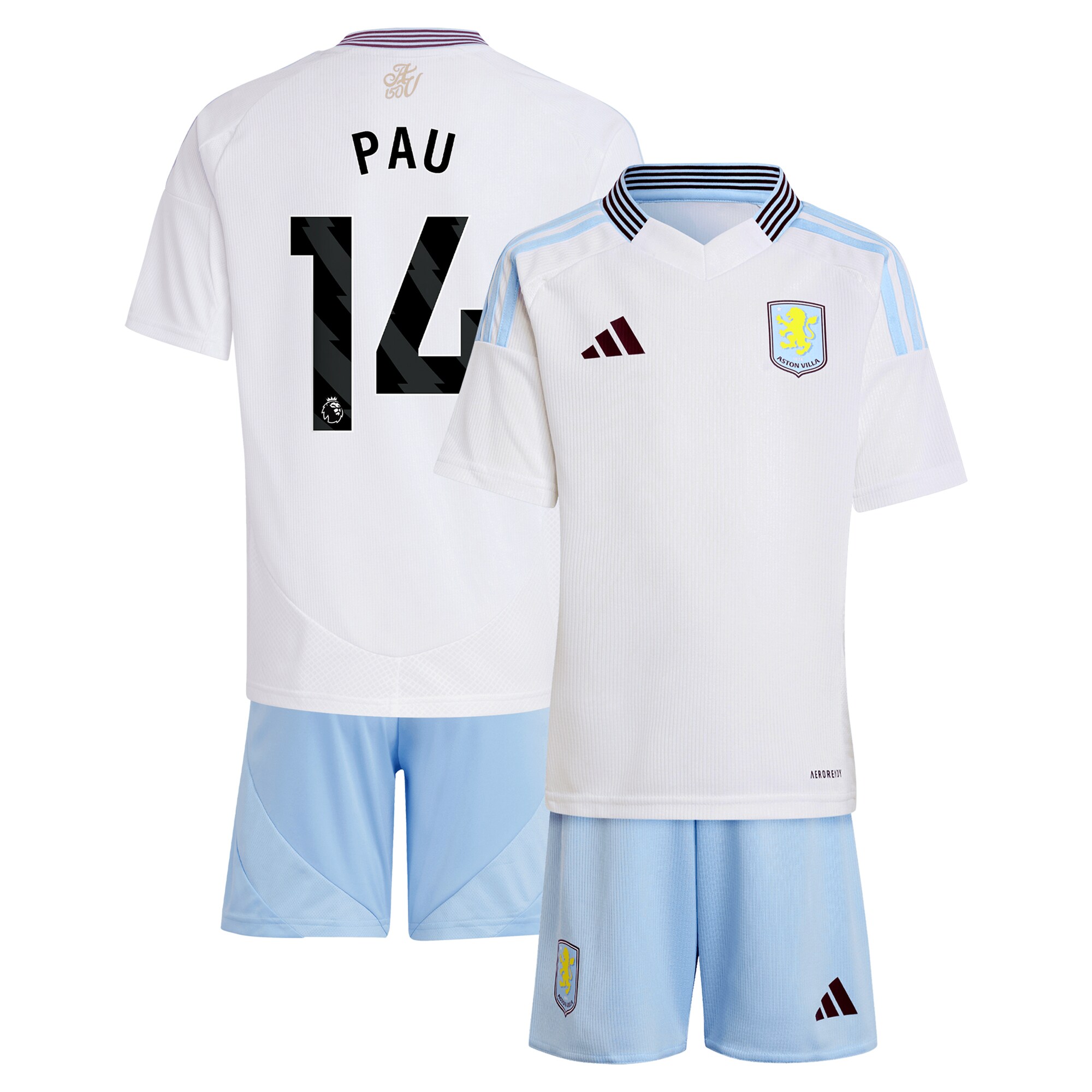 aston villa adidas away mini kit 2024-25 with pau 14 printing Collection | Official Aston Villa FC Gear Online