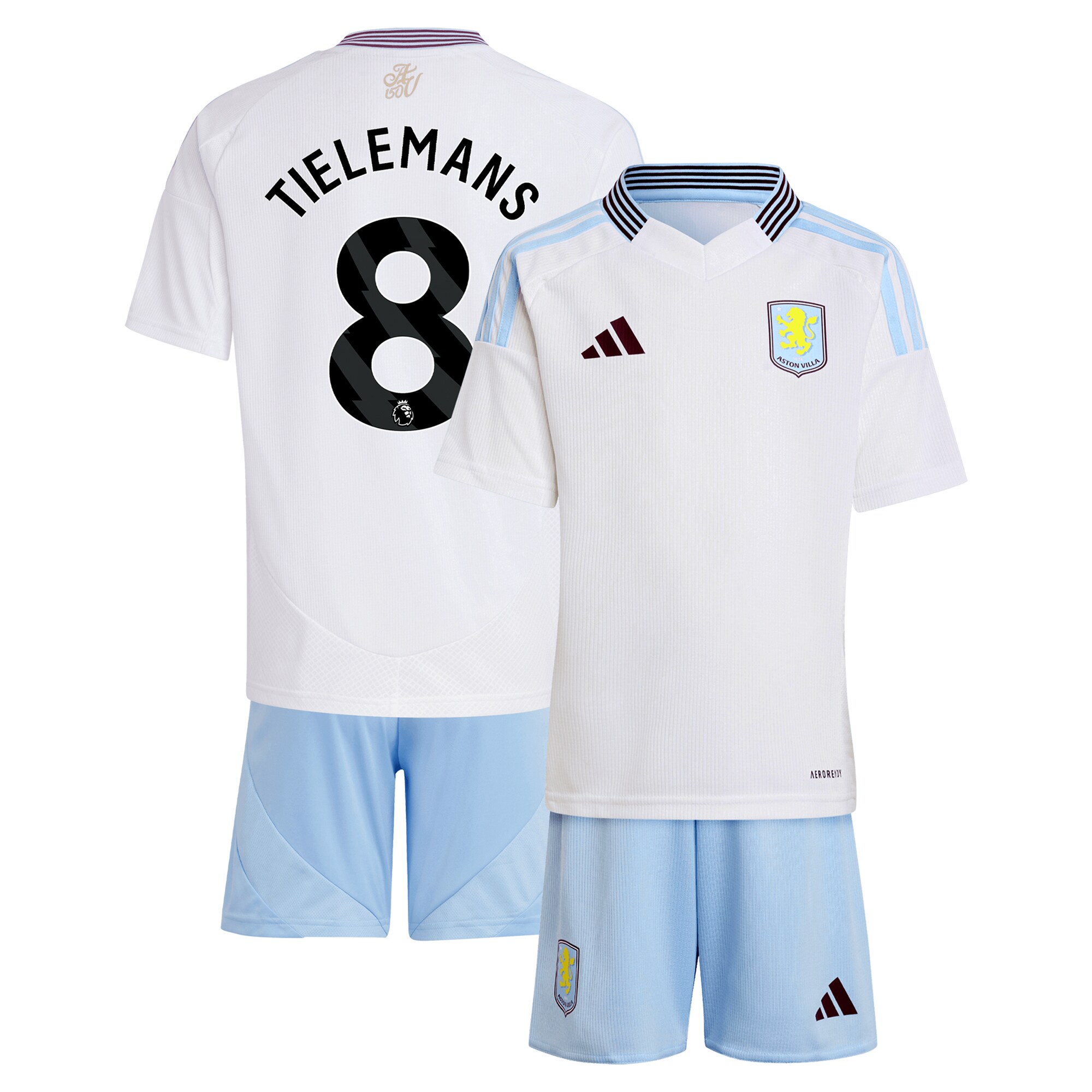 aston villa adidas away mini kit 2024-25 with tielemans 8 printing Collection | Official Aston Villa FC Gear Online