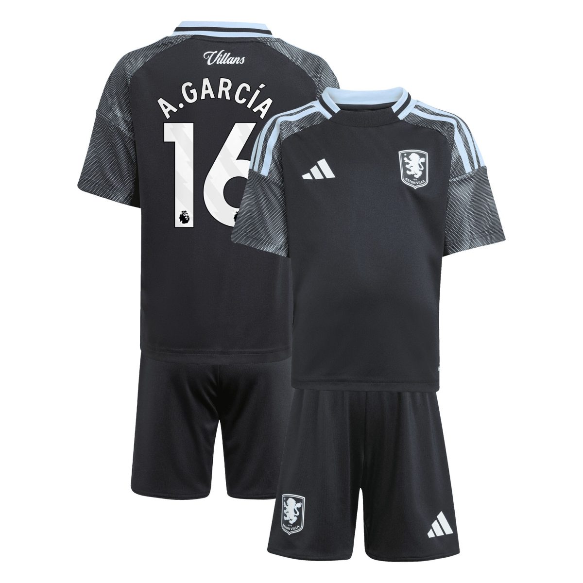 aston villa adidas away mini kit 2025-26 with a.garcía 16 printing Collection | Official Aston Villa FC Gear Online