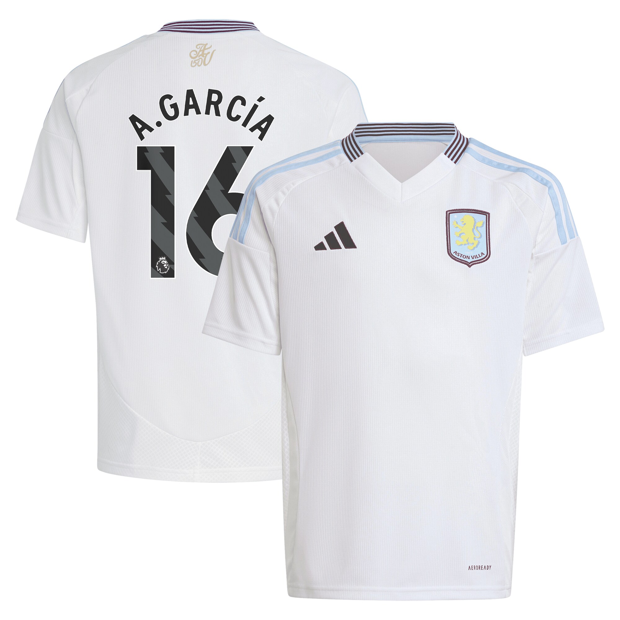 aston villa adidas away shirt 2024-25 – kids with a.garcía 16 printing Collection | Official Aston Villa FC Gear Online