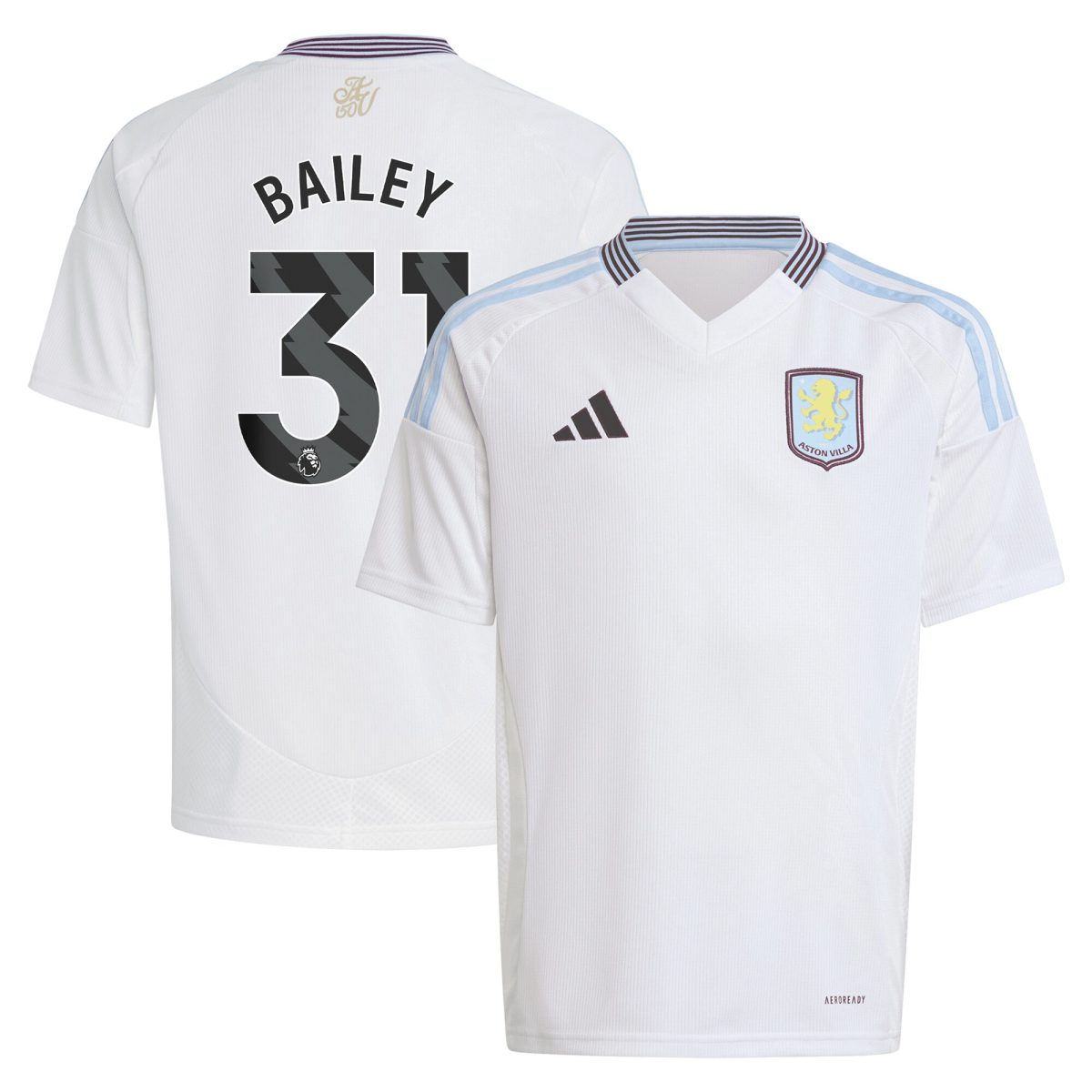 aston villa adidas away shirt 2024-25 – kids with bailey 31 printing Collection | Official Aston Villa FC Gear Online