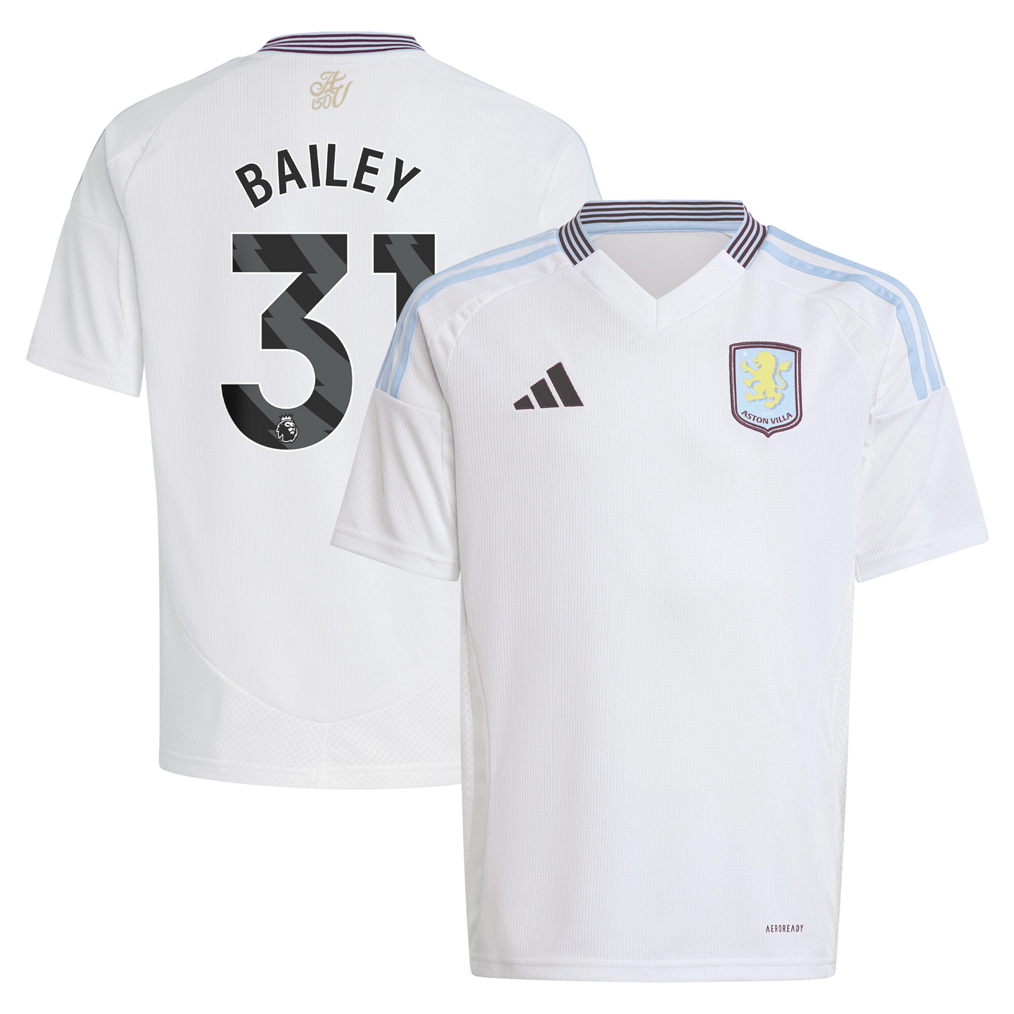 aston villa adidas away shirt 2024-25 – kids with bailey 31 printing Collection | Official Aston Villa FC Gear Online