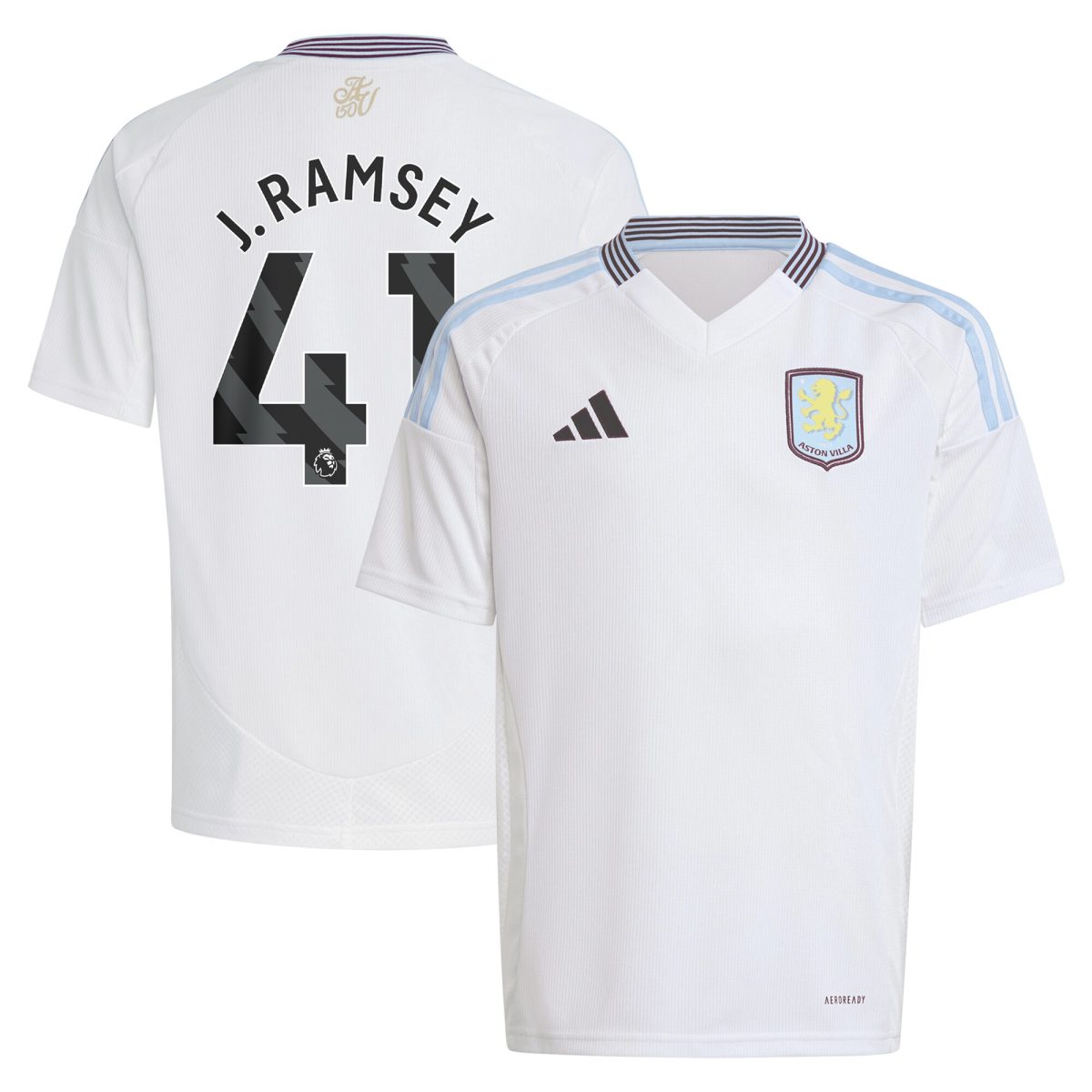 aston villa adidas away shirt 2024-25 – kids with j. ramsey 41 printing Collection | Official Aston Villa FC Gear Online