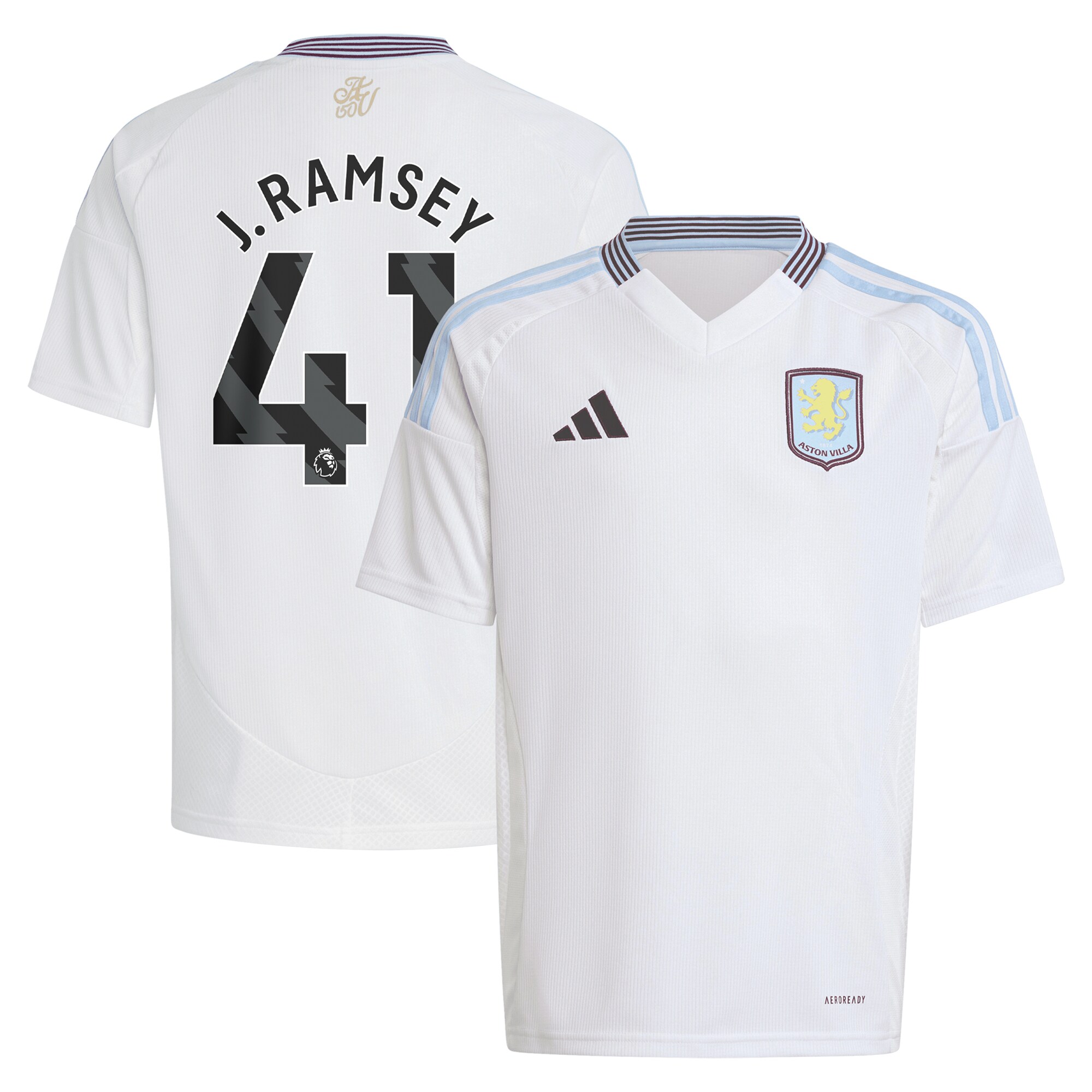aston villa adidas away shirt 2024-25 – kids with j. ramsey 41 printing Collection | Official Aston Villa FC Gear Online