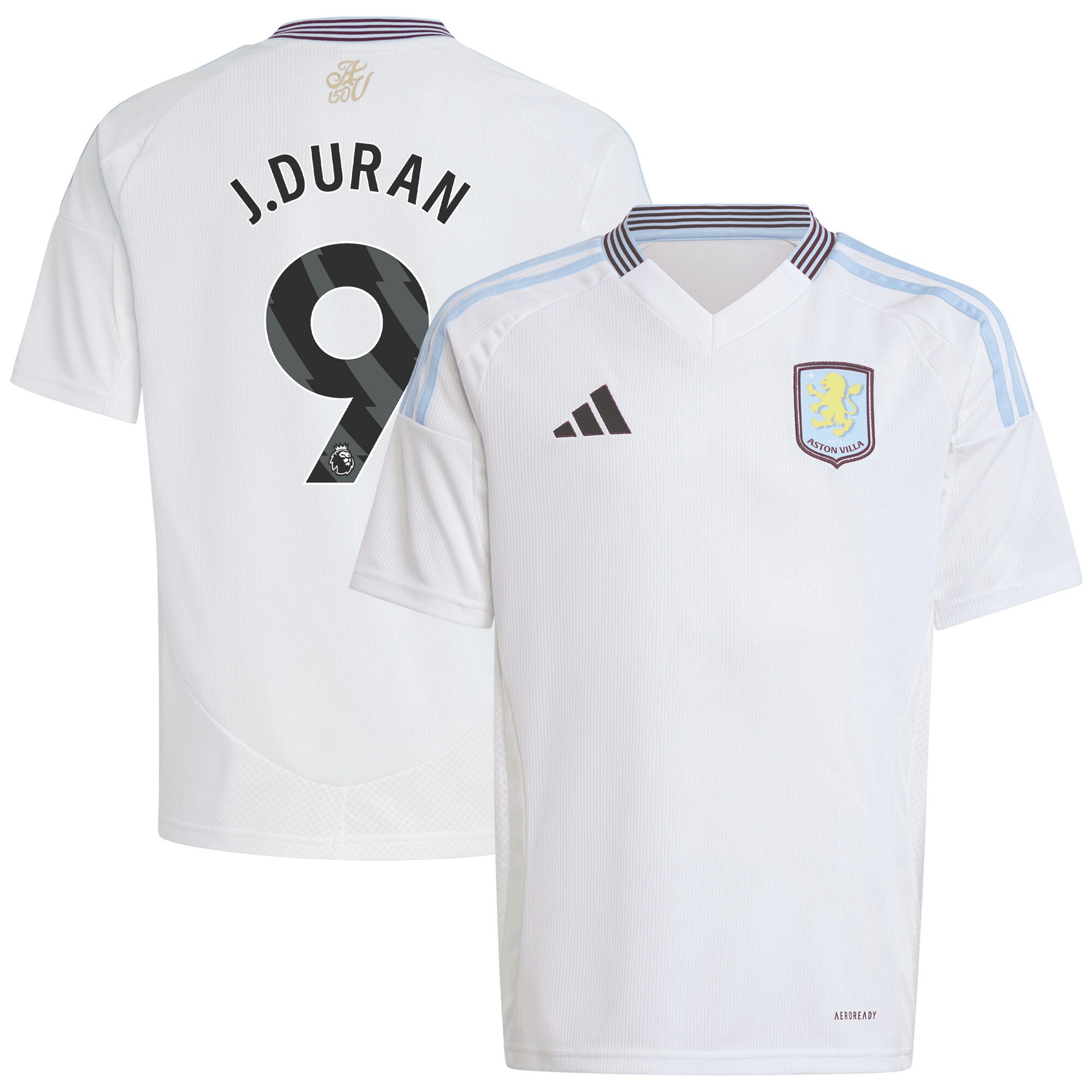 aston villa adidas away shirt 2024-25 – kids with j.duran 9 printing Collection | Official Aston Villa FC Gear Online