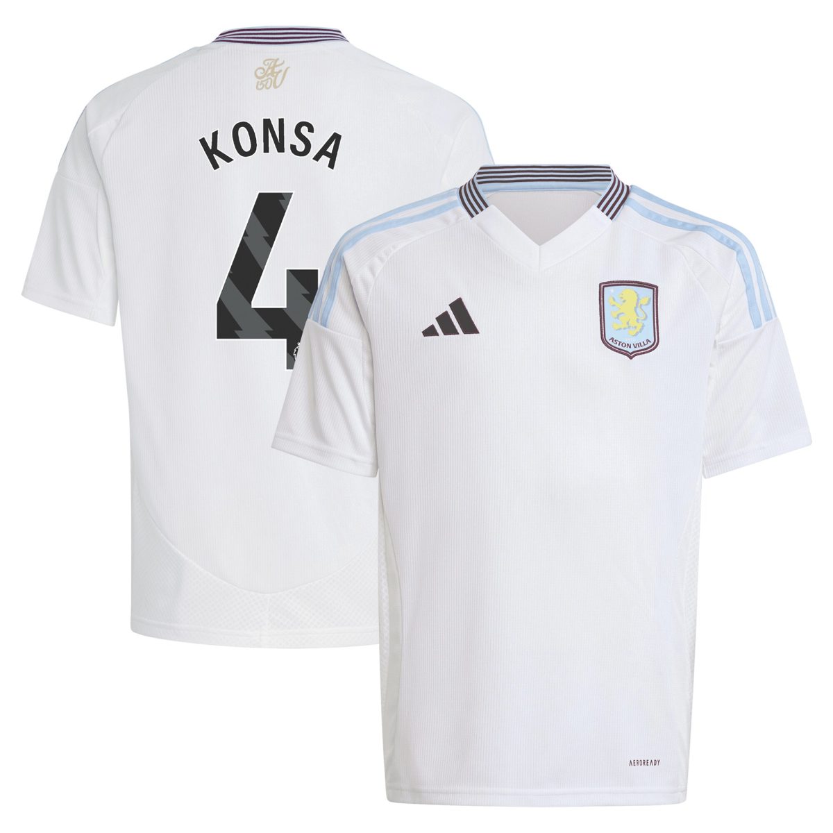 aston villa adidas away shirt 2024-25 – kids with konsa 4 printing Collection | Official Aston Villa FC Gear Online