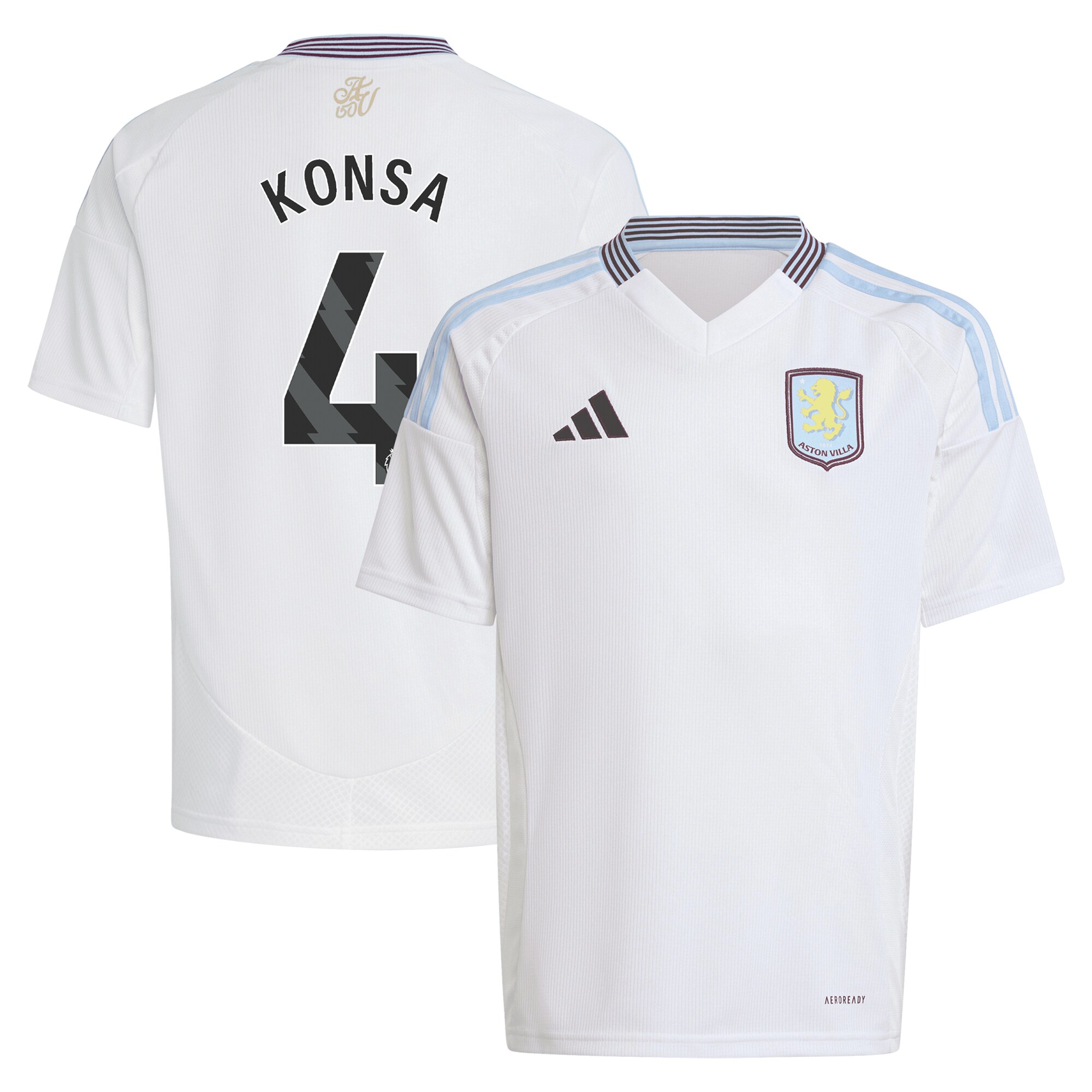 aston villa adidas away shirt 2024-25 – kids with konsa 4 printing Collection | Official Aston Villa FC Gear Online