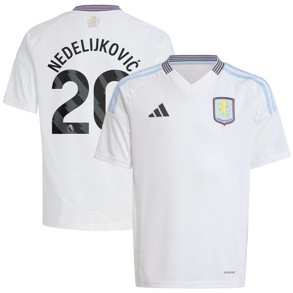 aston villa adidas away shirt 2024-25 – kids with nedeljković 20 printing Collection | Official Aston Villa FC Gear Online