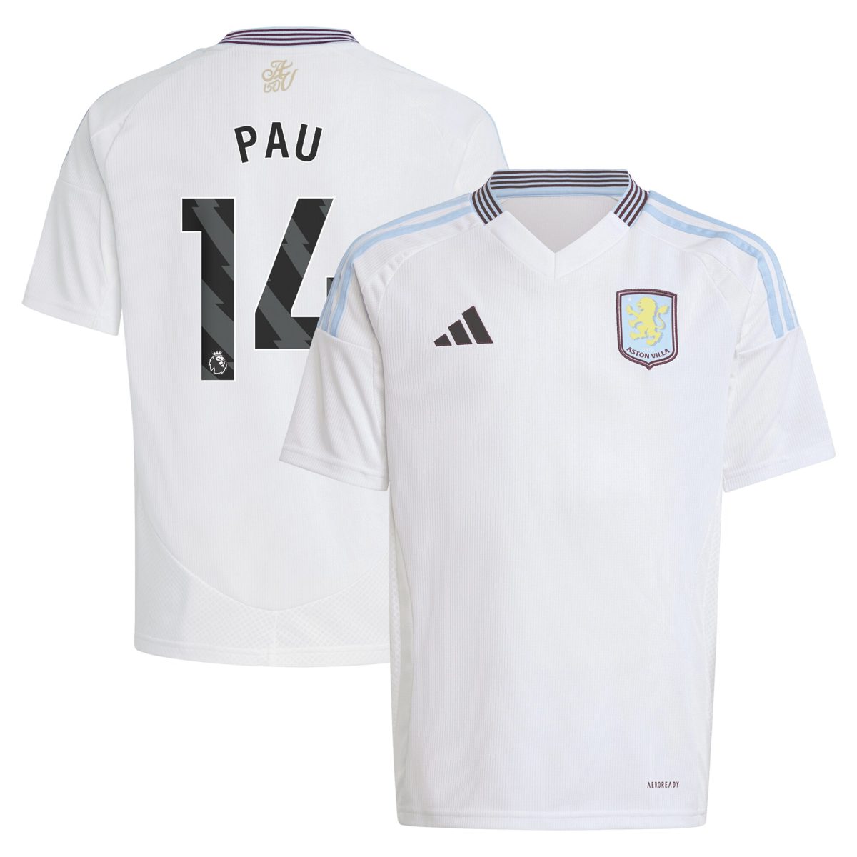 aston villa adidas away shirt 2024-25 – kids with pau 14 printing Collection | Official Aston Villa FC Gear Online