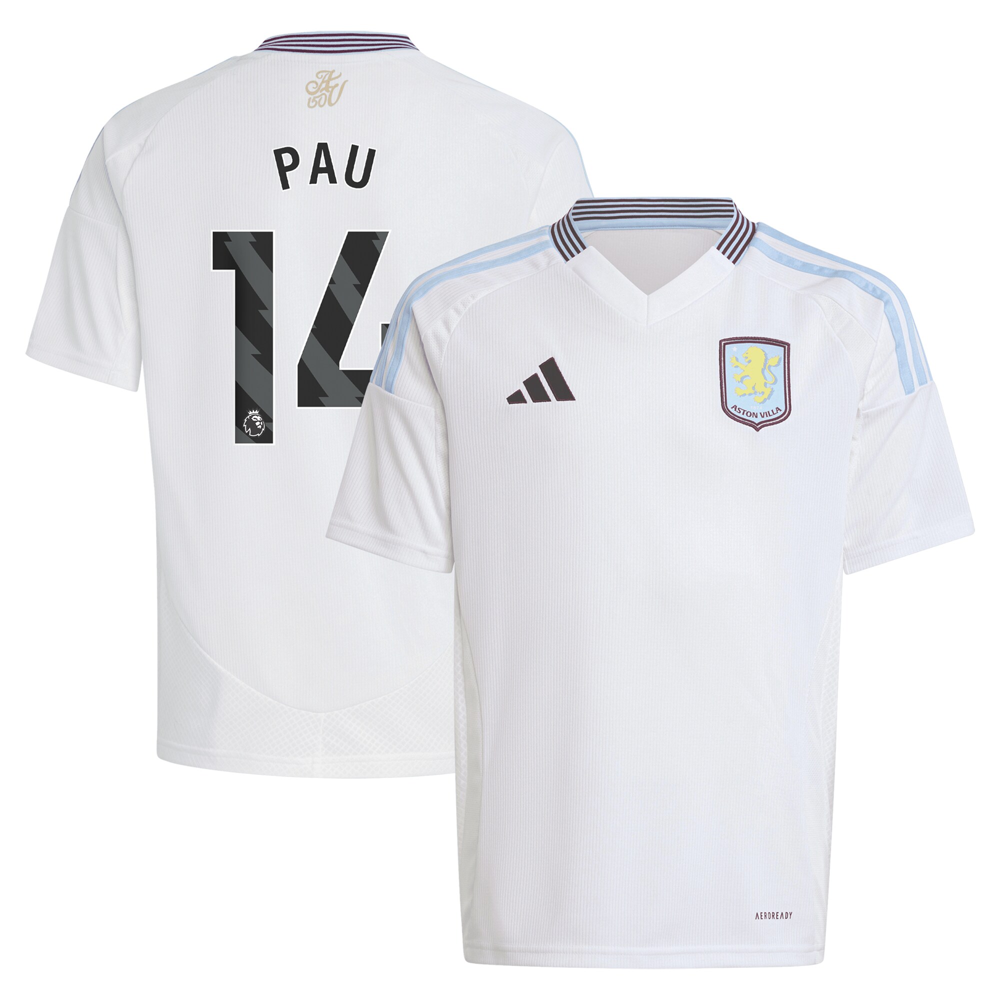 aston villa adidas away shirt 2024-25 – kids with pau 14 printing Collection | Official Aston Villa FC Gear Online