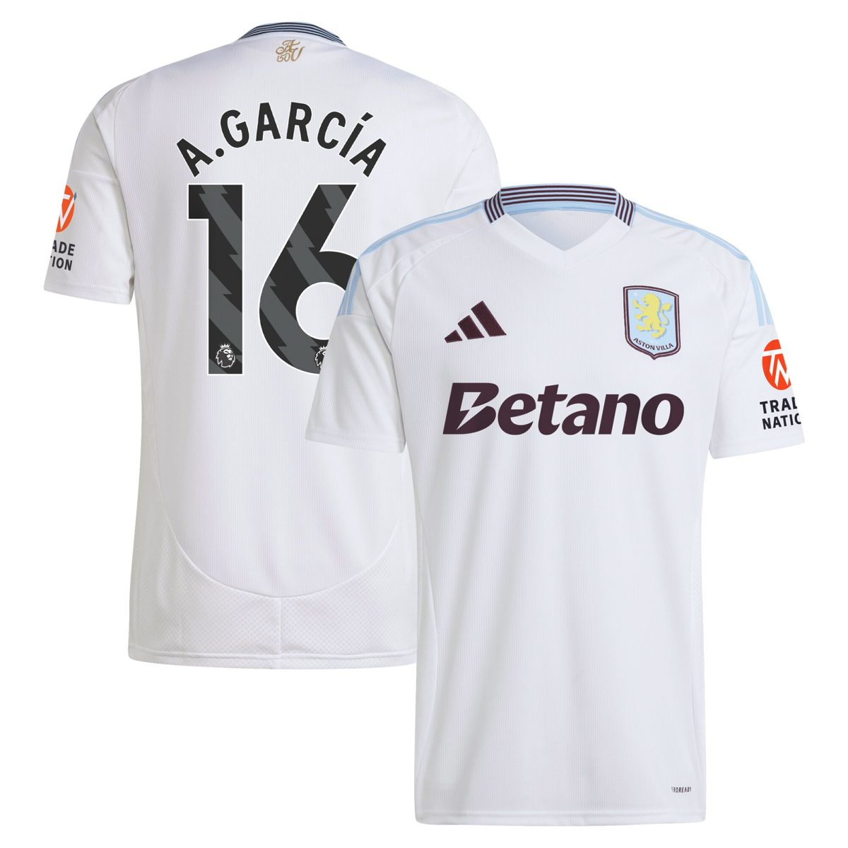 aston villa adidas away shirt 2024-25 with a.garcía 16 printing Collection | Official Aston Villa FC Gear Online