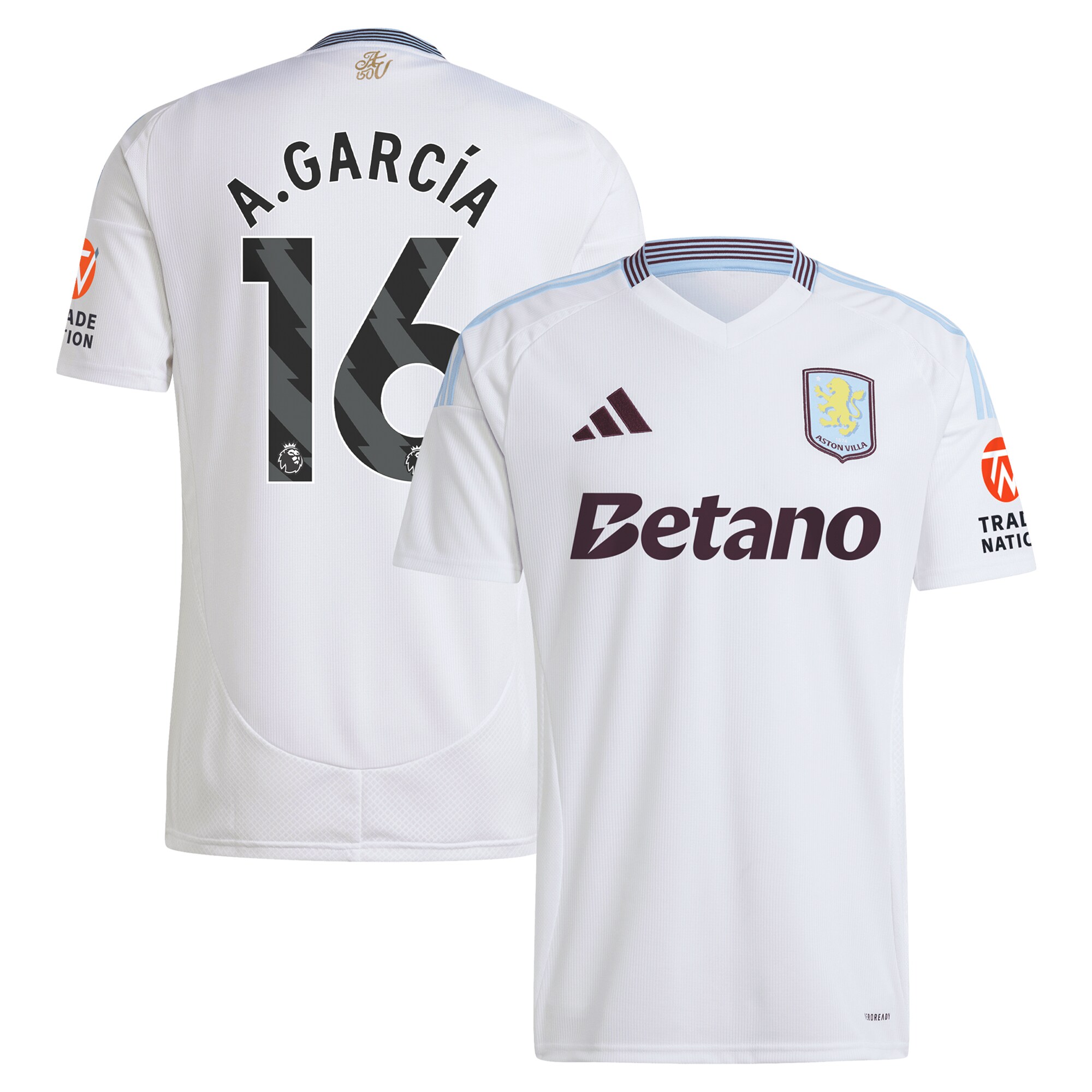 aston villa adidas away shirt 2024-25 with a.garcía 16 printing Collection | Official Aston Villa FC Gear Online