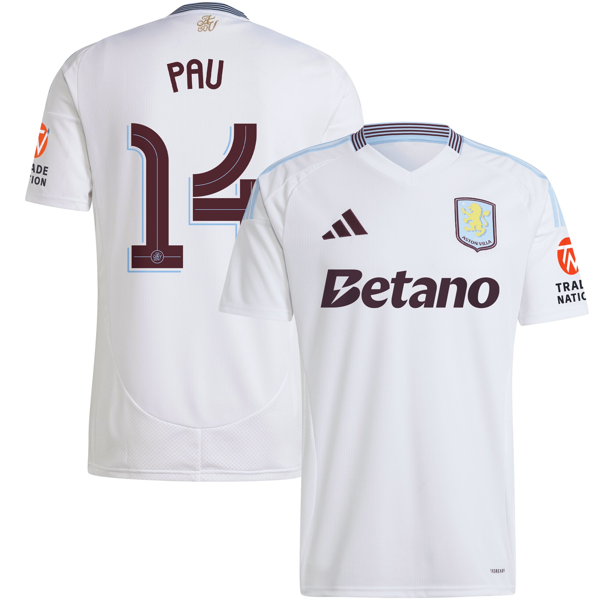 aston villa adidas away shirt 2024-25 with pau 14 cup printing Collection | Official Aston Villa FC Gear Online