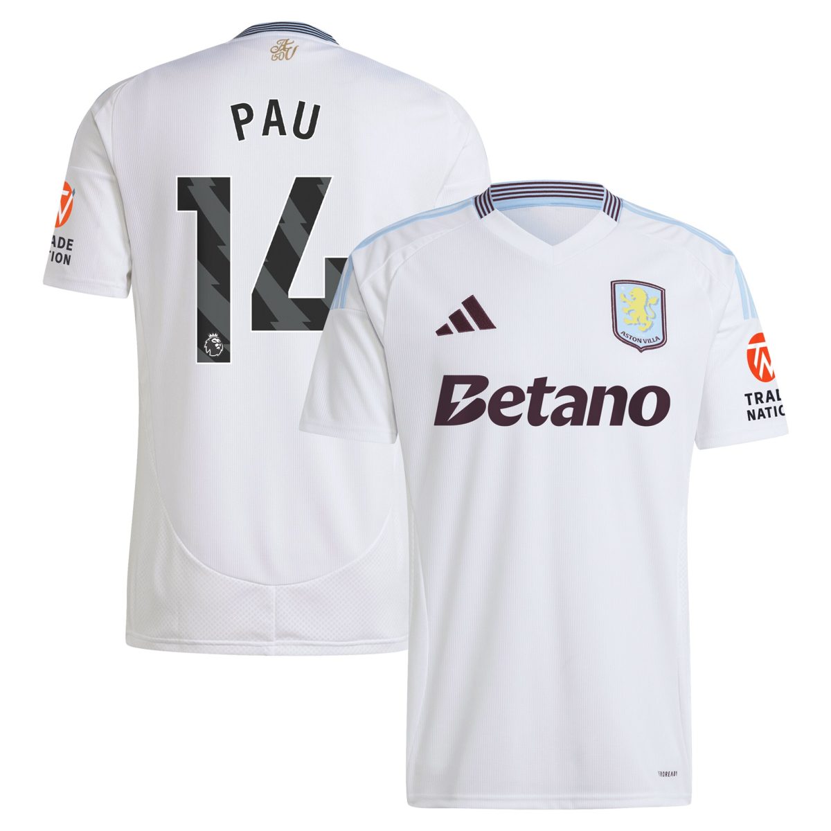 aston villa adidas away shirt 2024-25 with pau 14 printing Collection | Official Aston Villa FC Gear Online