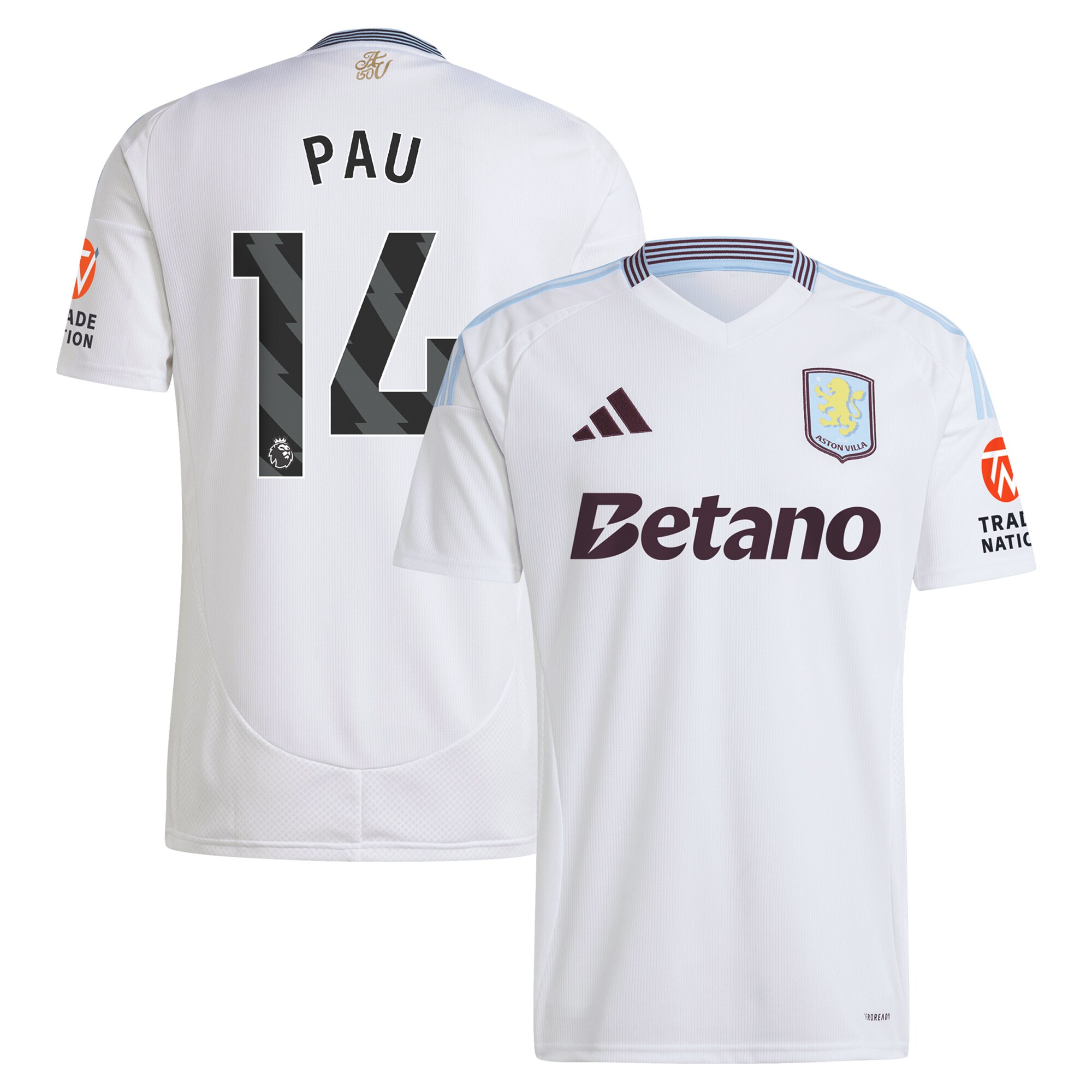 aston villa adidas away shirt 2024-25 with pau 14 printing Collection | Official Aston Villa FC Gear Online