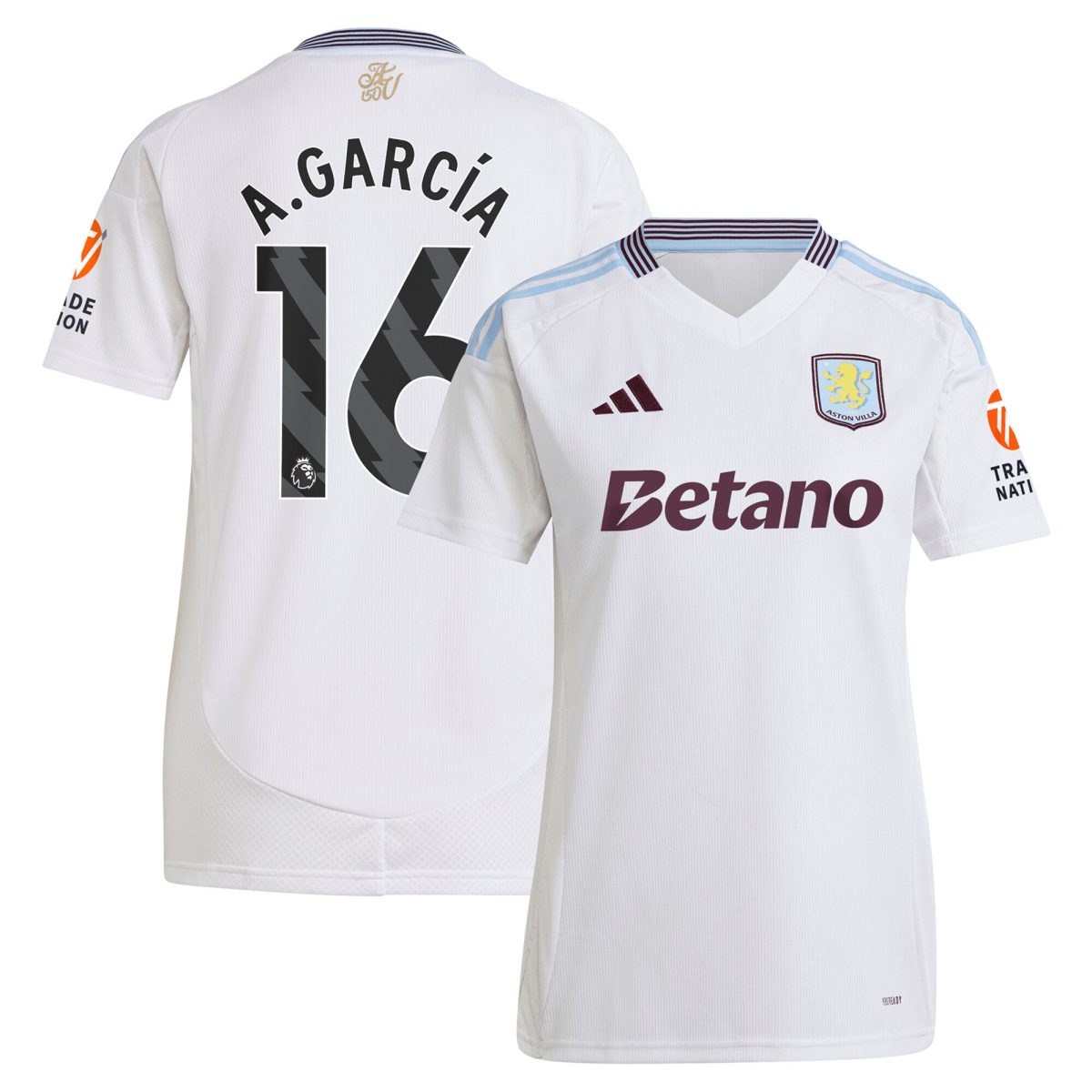 aston villa adidas away shirt 2024-25 – womens with a.garcía 16 printing Collection | Official Aston Villa FC Gear Online