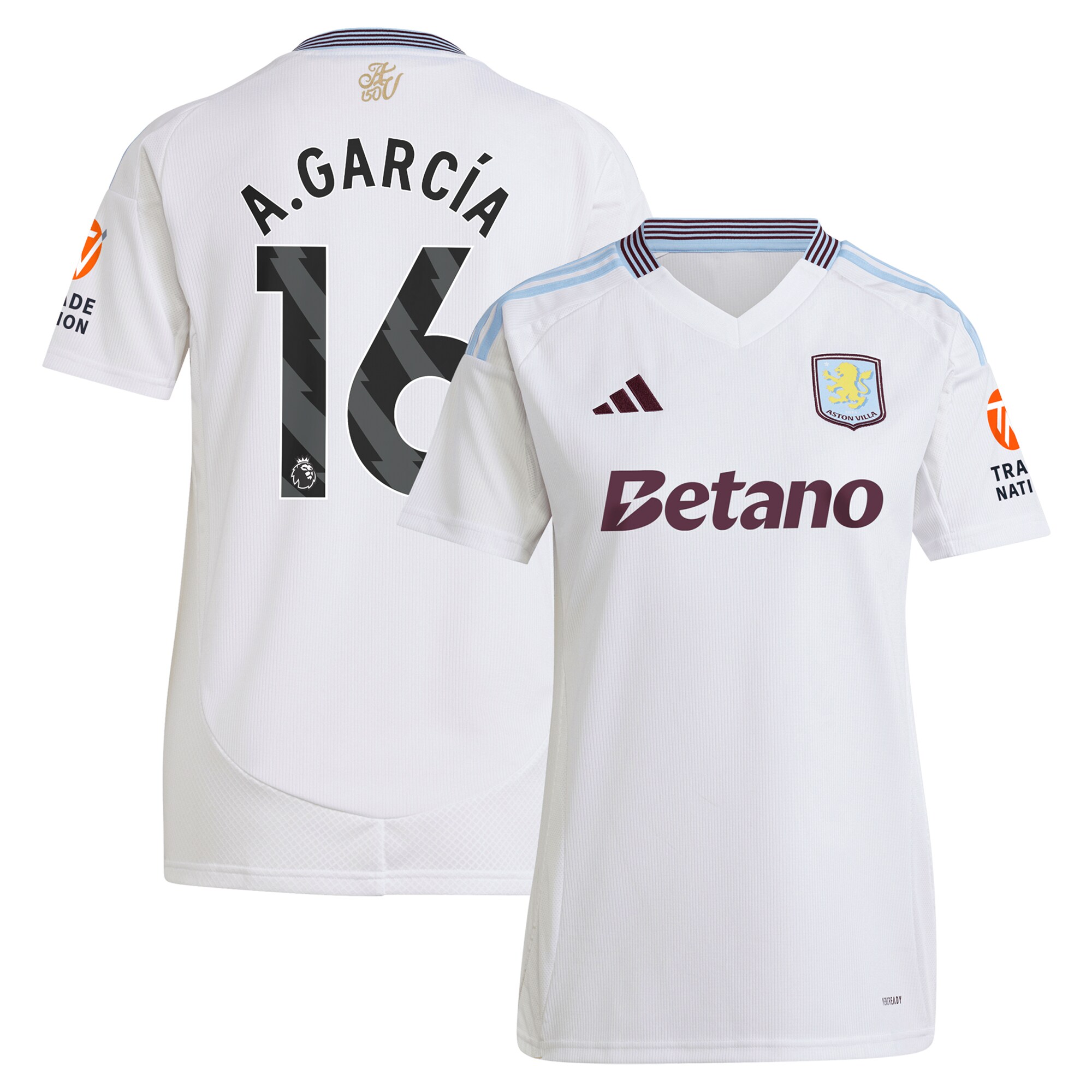 aston villa adidas away shirt 2024-25 – womens with a.garcía 16 printing Collection | Official Aston Villa FC Gear Online