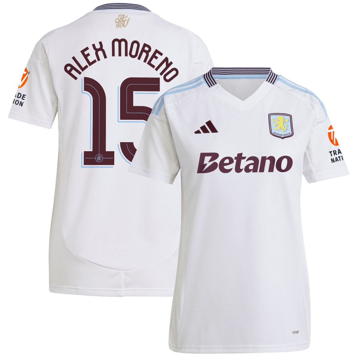 aston villa adidas away shirt 2024-25 – womens with alex moreno 15 cup printing Collection | Official Aston Villa FC Gear Online