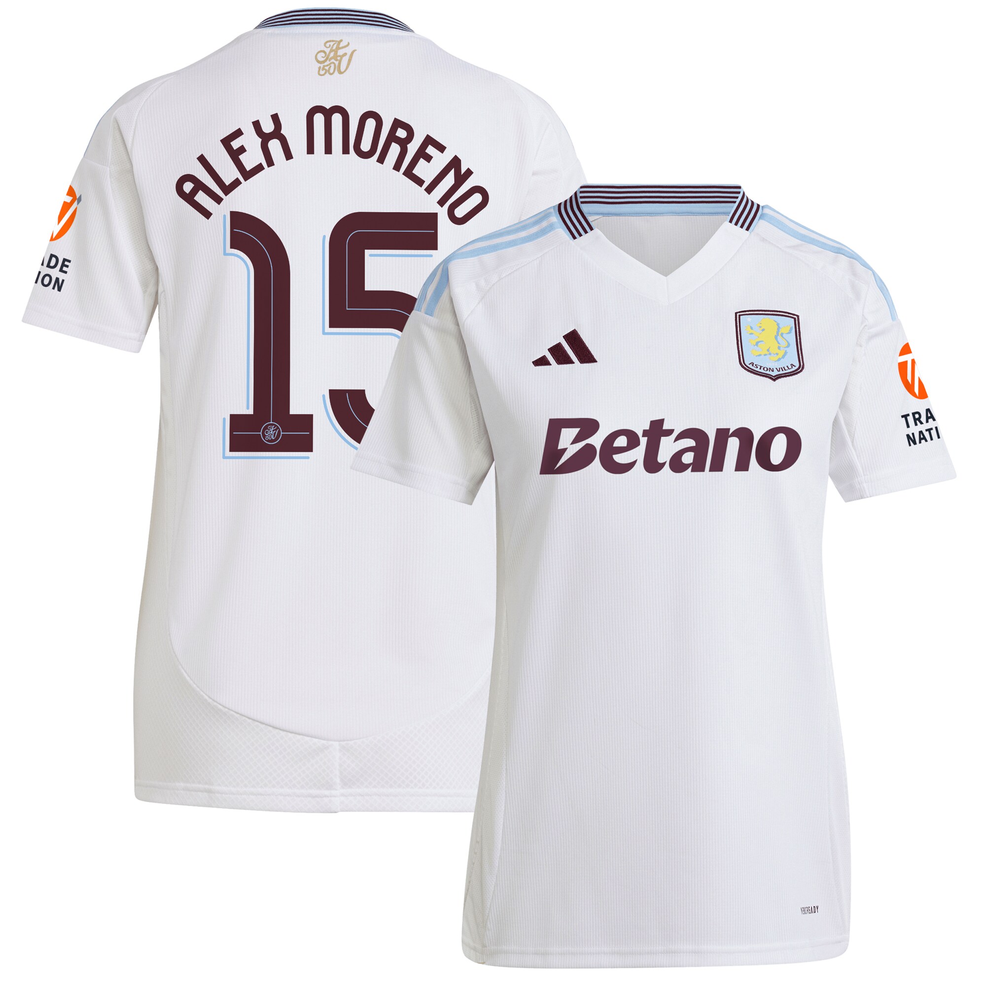 aston villa adidas away shirt 2024-25 – womens with alex moreno 15 cup printing Collection | Official Aston Villa FC Gear Online