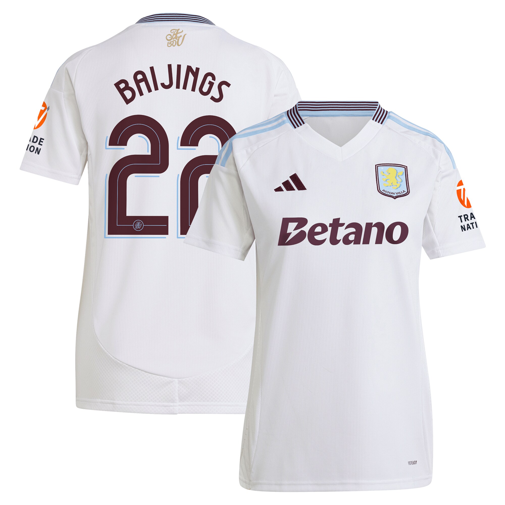 aston villa adidas away shirt 2024-25 – womens with baijings 22 cup printing Collection | Official Aston Villa FC Gear Online