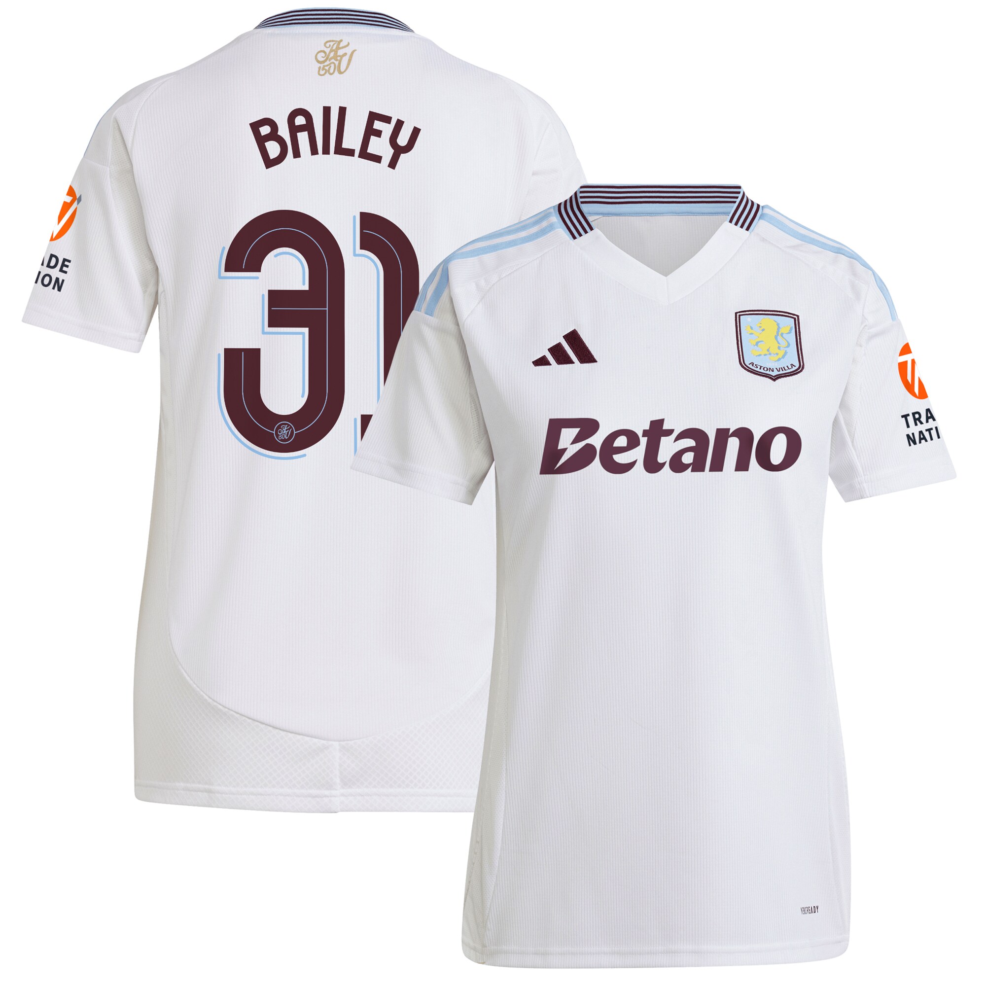 aston villa adidas away shirt 2024-25 – womens with bailey 31 cup printing Collection | Official Aston Villa FC Gear Online