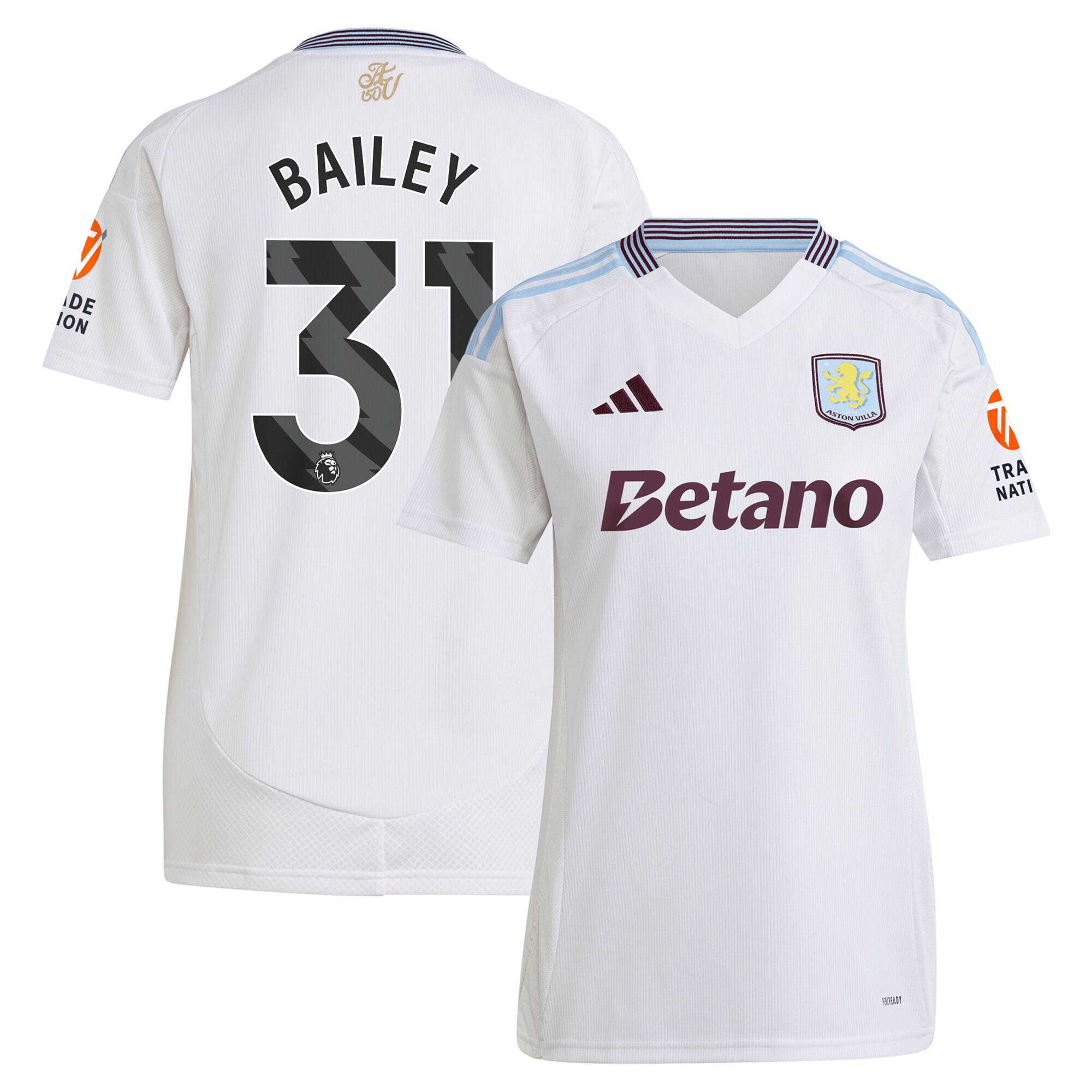 aston villa adidas away shirt 2024-25 – womens with bailey 31 printing Collection | Official Aston Villa FC Gear Online