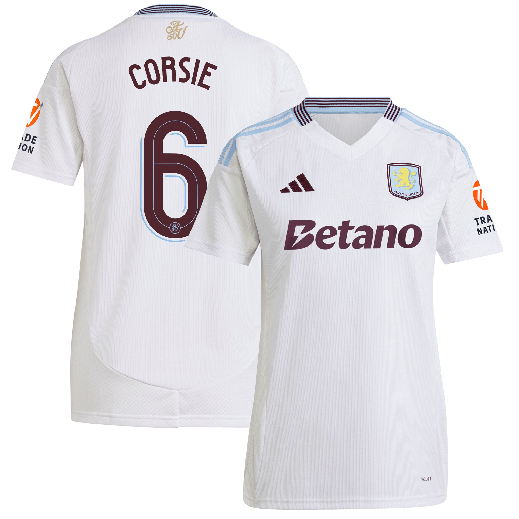 aston villa adidas away shirt 2024-25 – womens with corsie 6 cup printing Collection | Official Aston Villa FC Gear Online