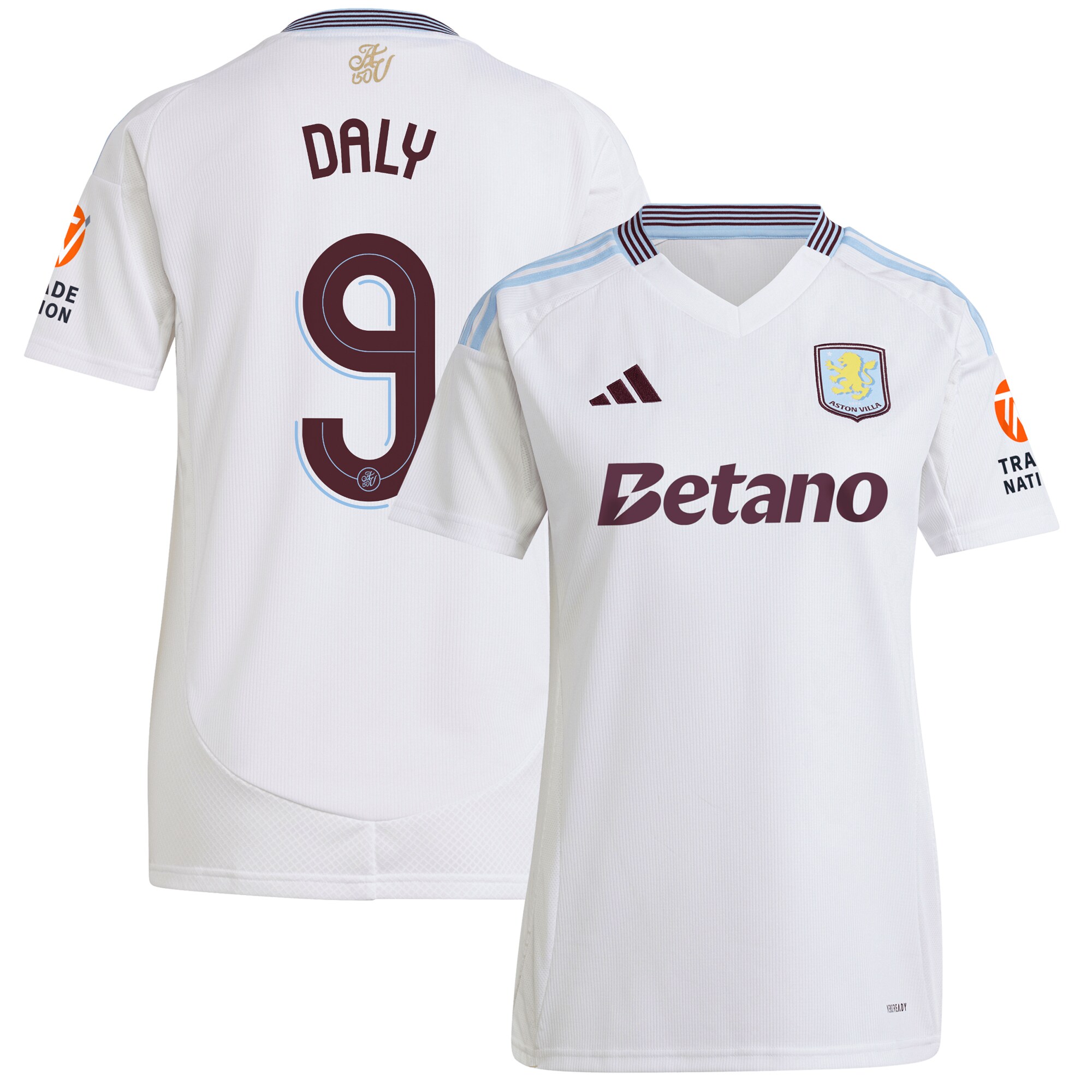 aston villa adidas away shirt 2024-25 – womens with daly 9 cup printing Collection | Official Aston Villa FC Gear Online